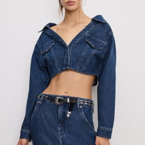 DENIM OFF SHOULDER TOP | INDIGO724