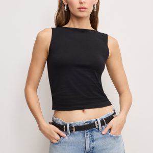SUPER STRETCH BOATNECK TANK | BLACK001