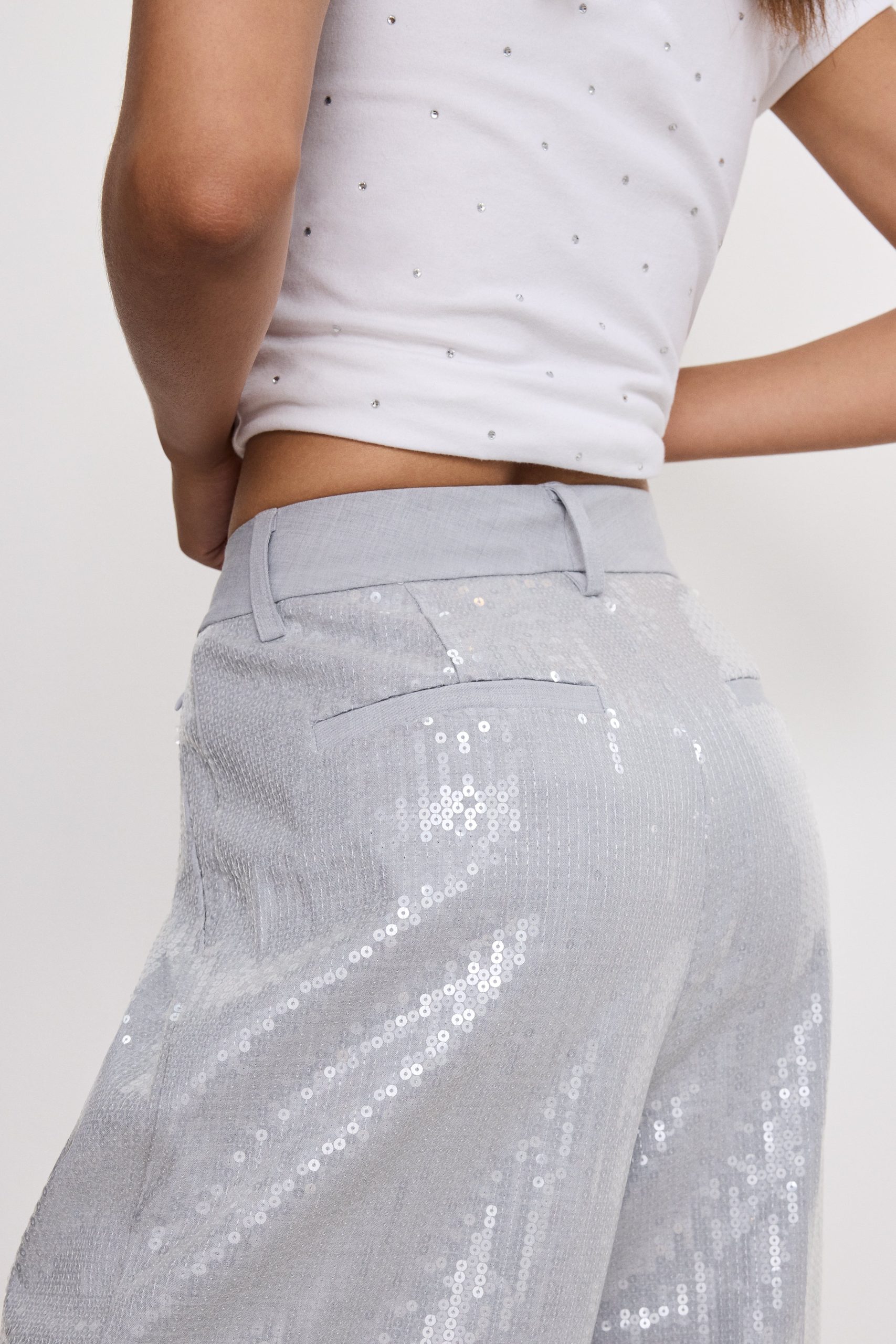 GOOD '90s SEQUIN TROUSERS | HEATHER GREY001 - Image 3