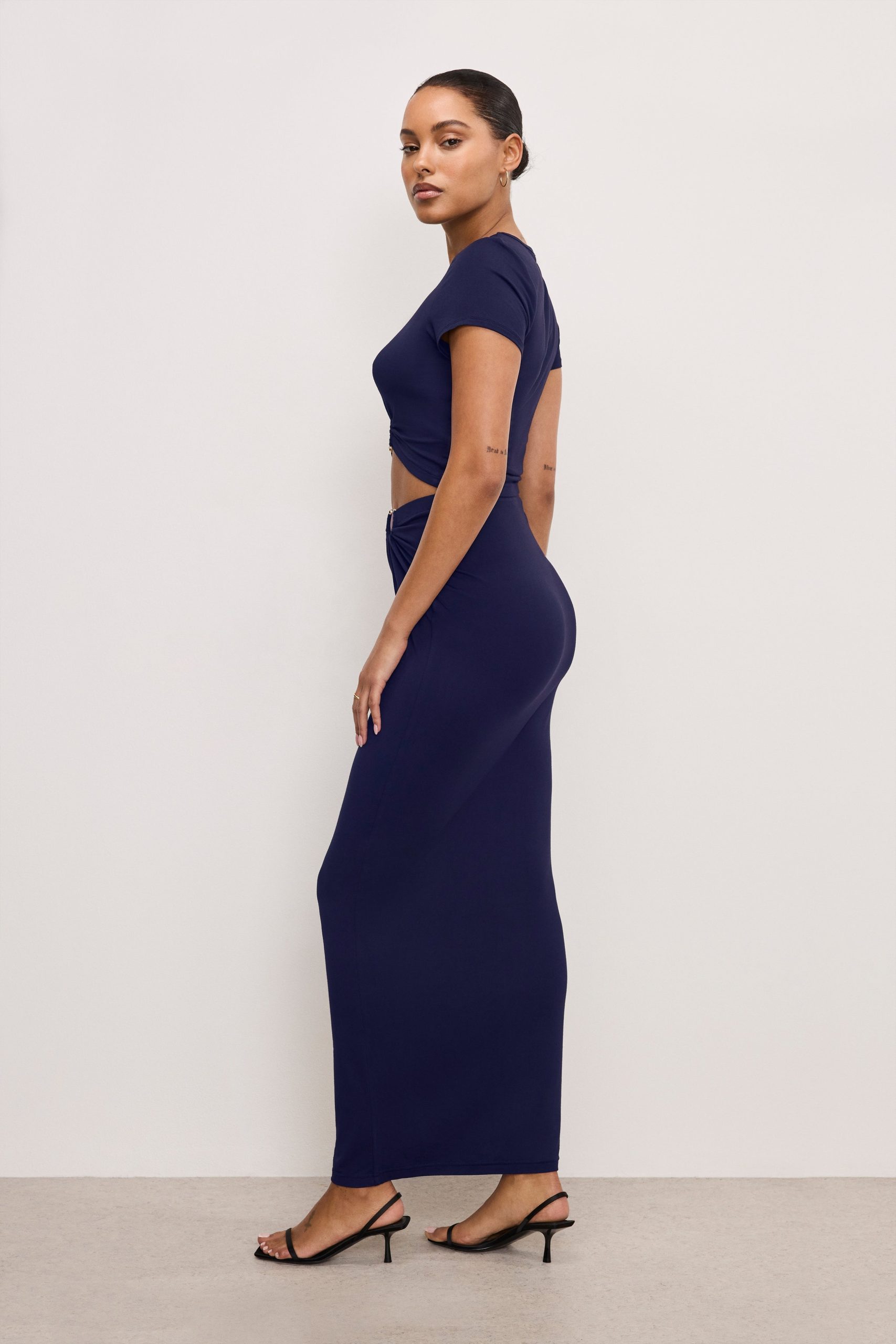 STRETCH JERSEY MAXI SKIRT | HORIZON INK - Image 3