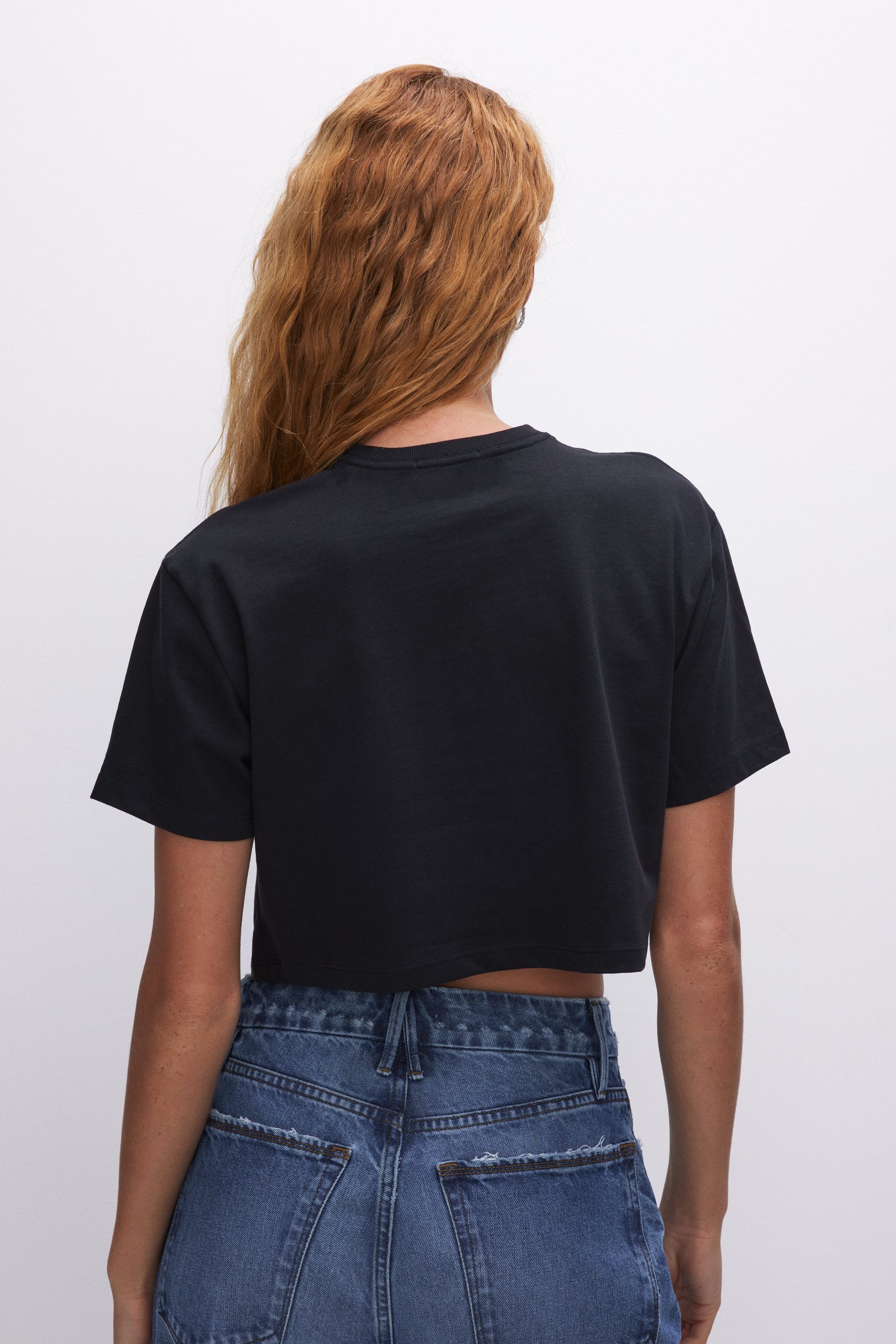 COTTON CROPPED TEE | BLACK001 - Image 2