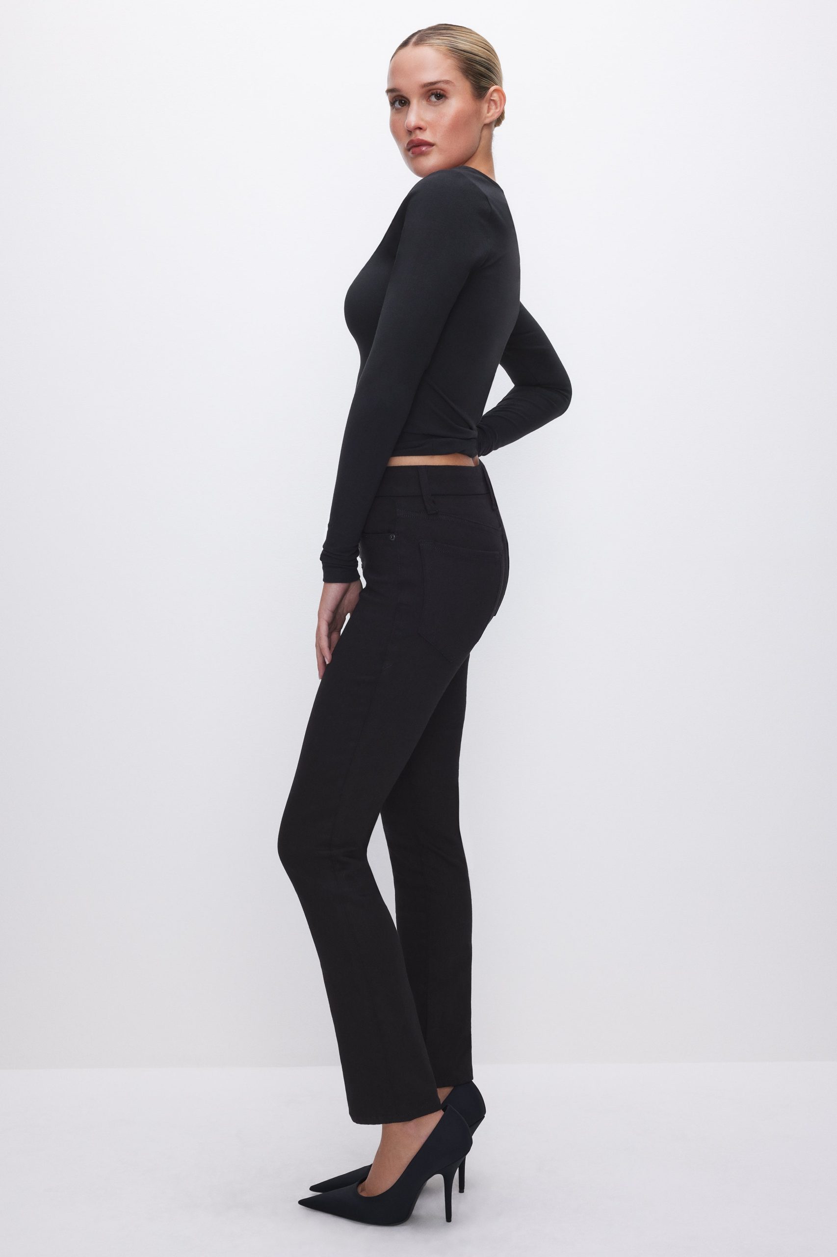 NEVER FADE BUTTON FRONT GOOD LEGS STRAIGHT JEANS | BLACK001 - Image 4