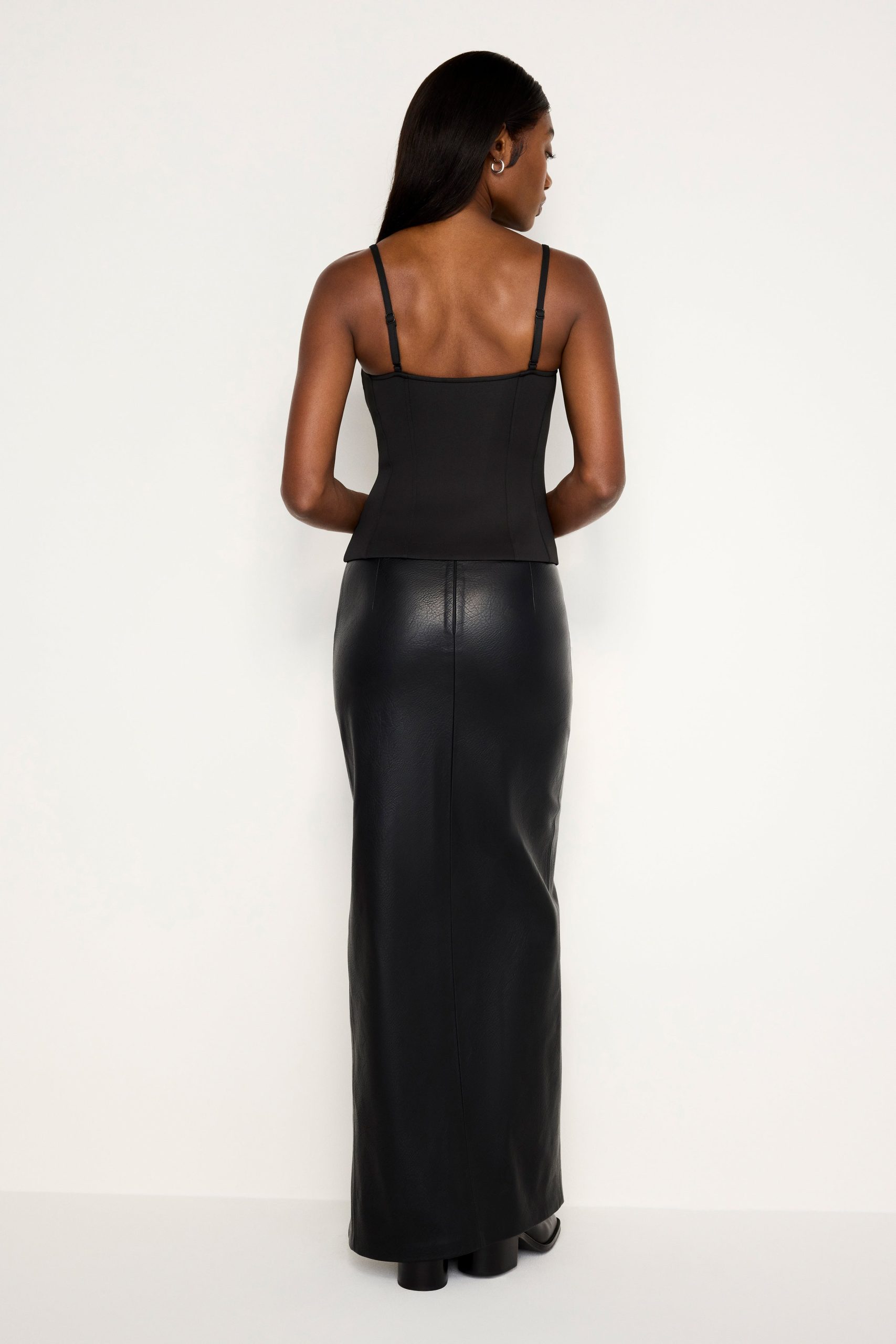 FAUX LEATHER MAXI SKIRT | BLACK001 - Image 5