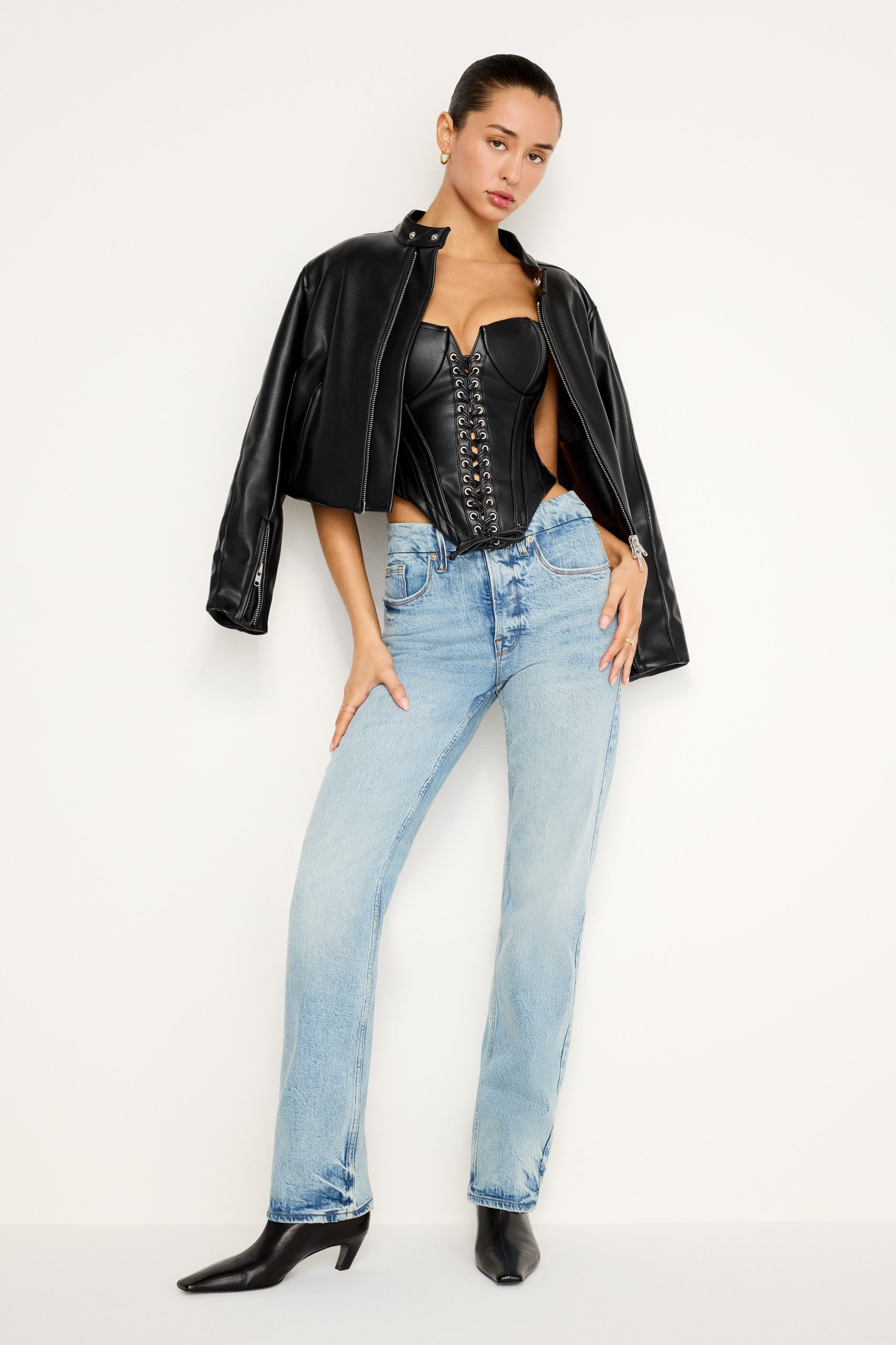 FAUX LEATHER LACE UP BUSTIER | BLACK001 - Image 5