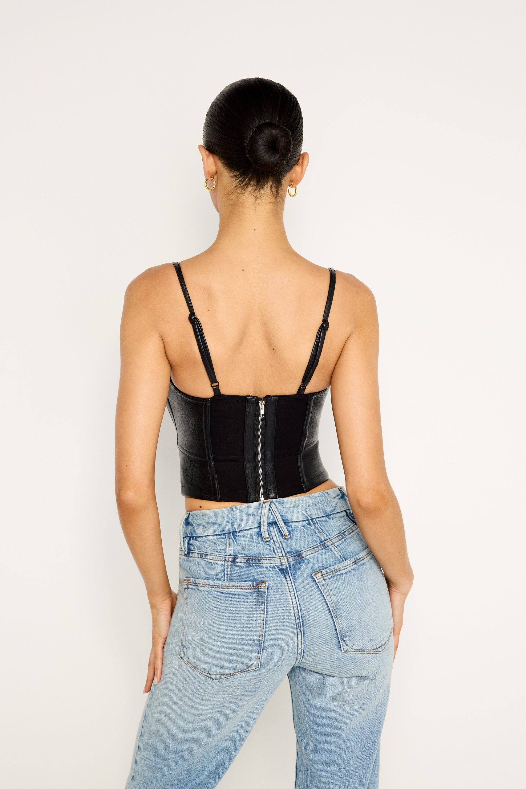 FAUX LEATHER LACE UP BUSTIER | BLACK001 - Image 4