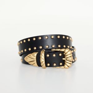 WIDE STUDDED WESTERN BELT | BLACK001