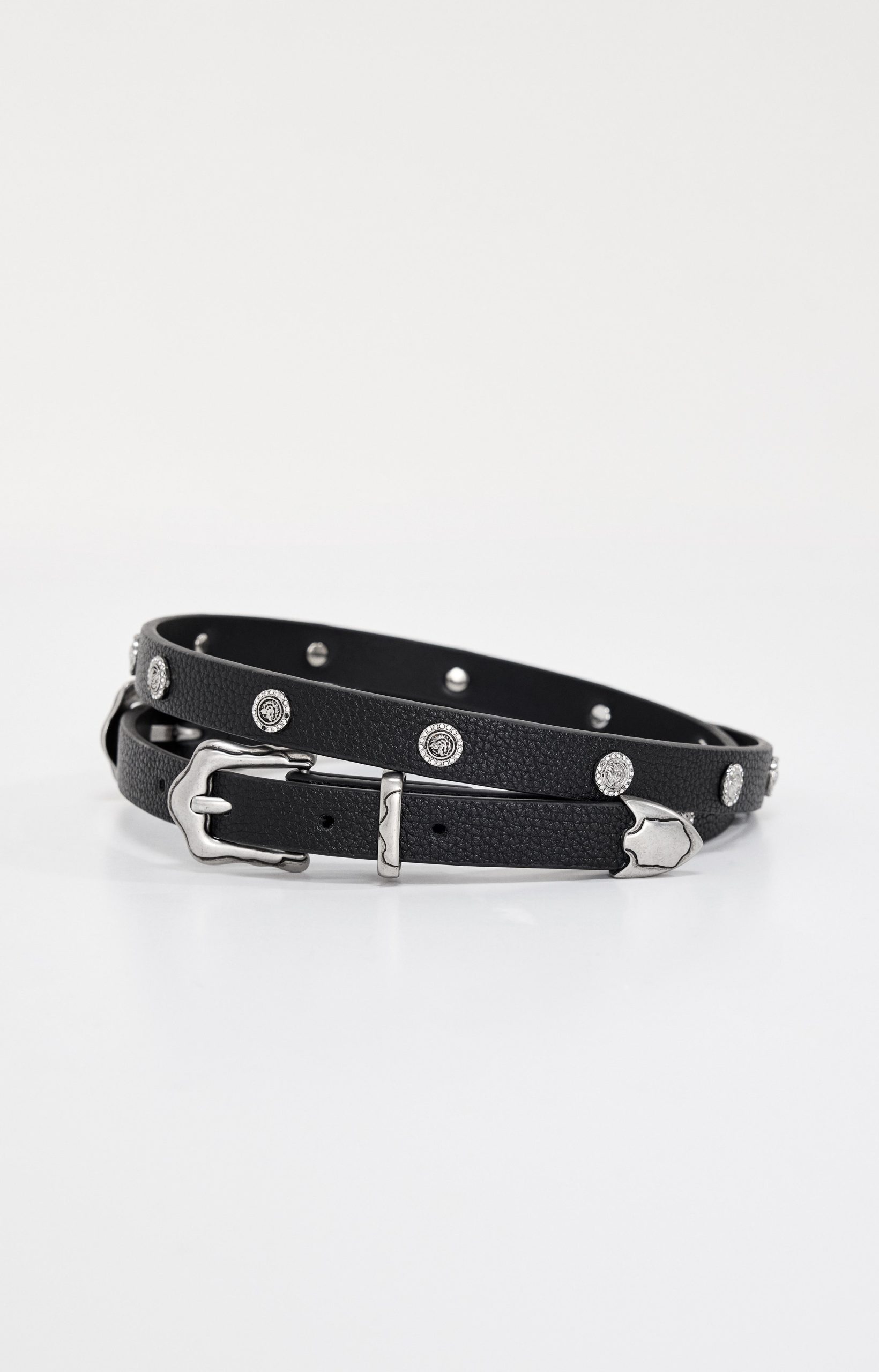 SKINNY DOUBLE BUCKLE BELT | BLACK001 - Image 4