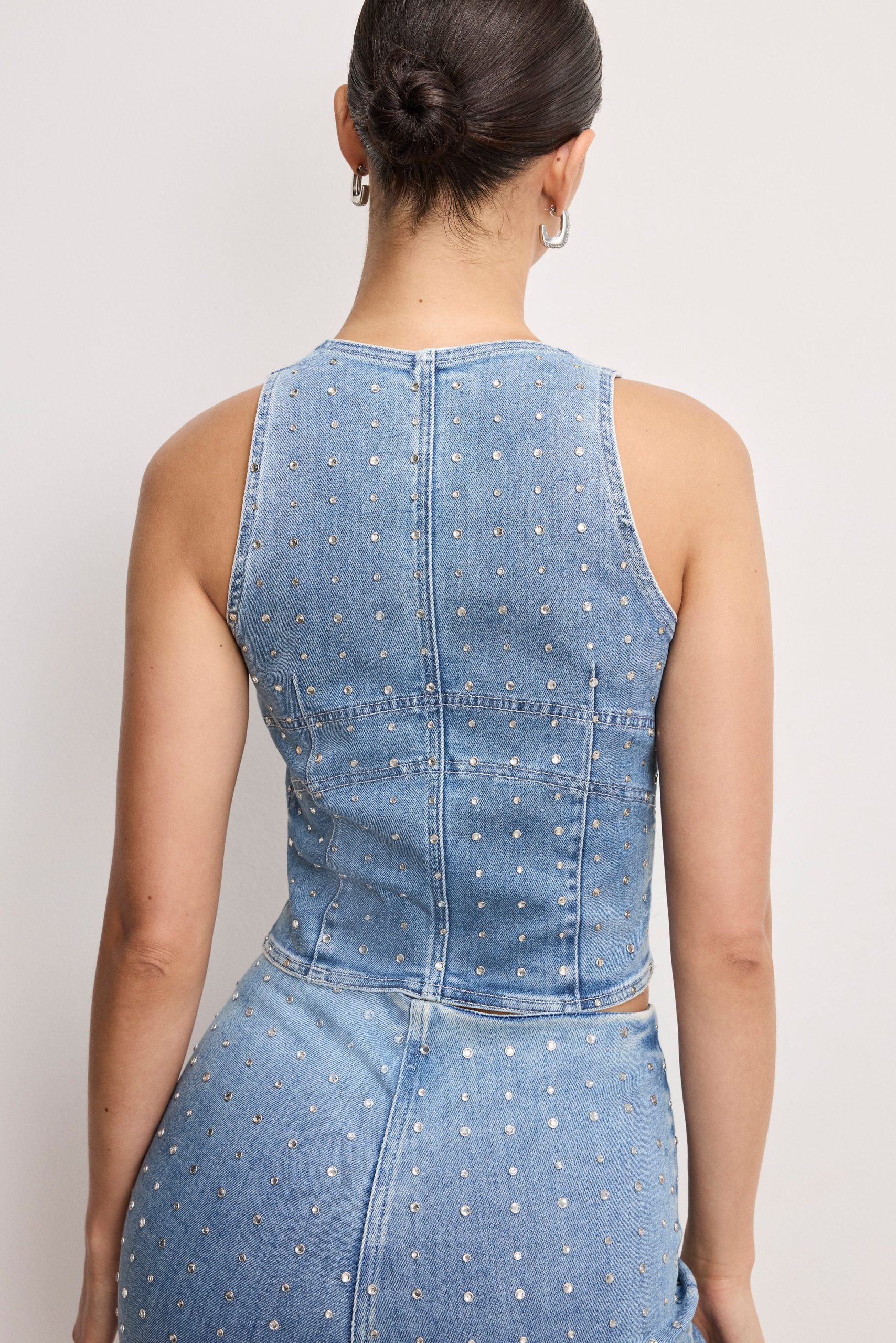 DOLLY CRYSTAL DENIM VEST | INDIGO1023 - Image 4