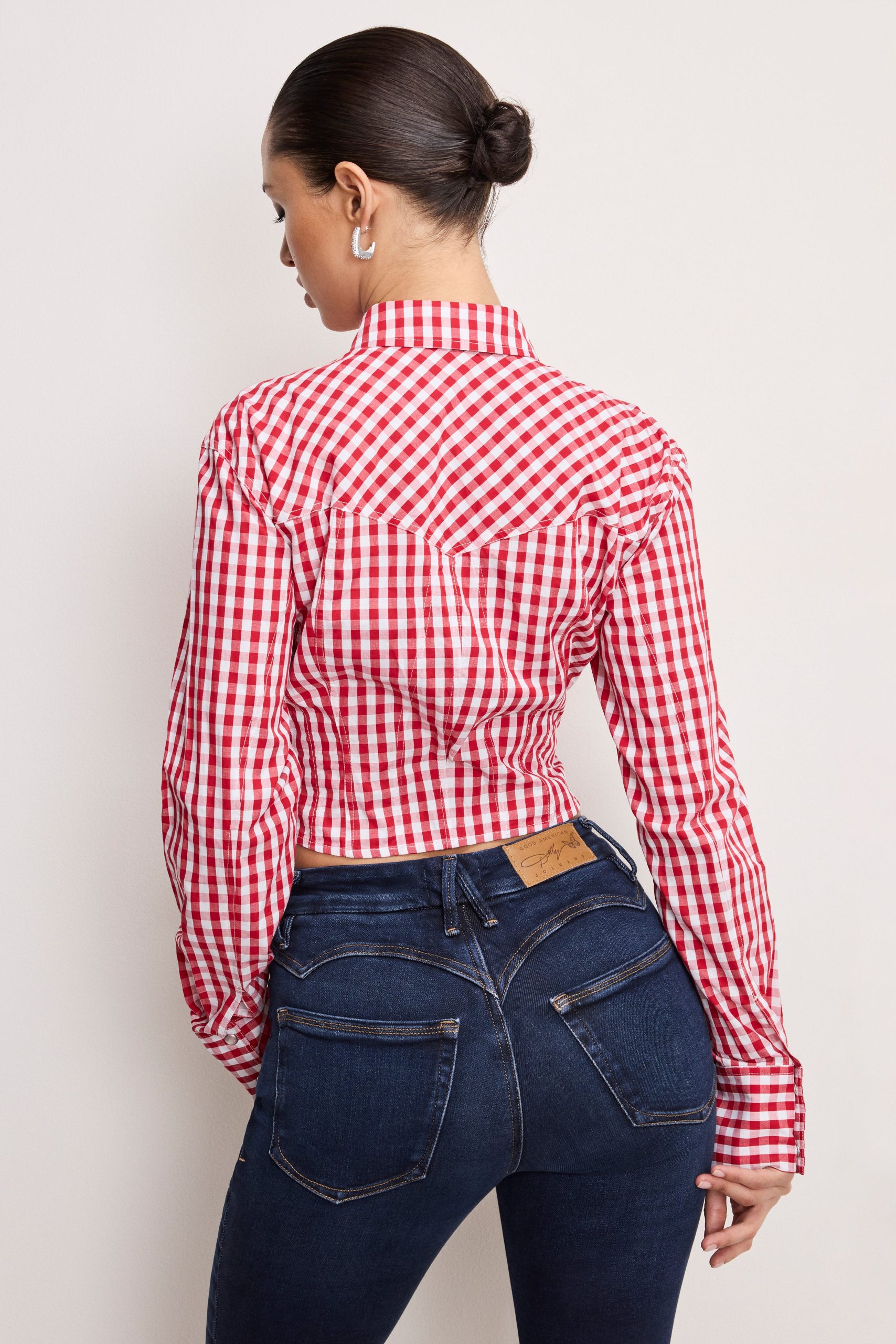 DOLLY COUNTRY CORSET SHIRT | CRIMSON AND WHITE GINGHAM - Image 4