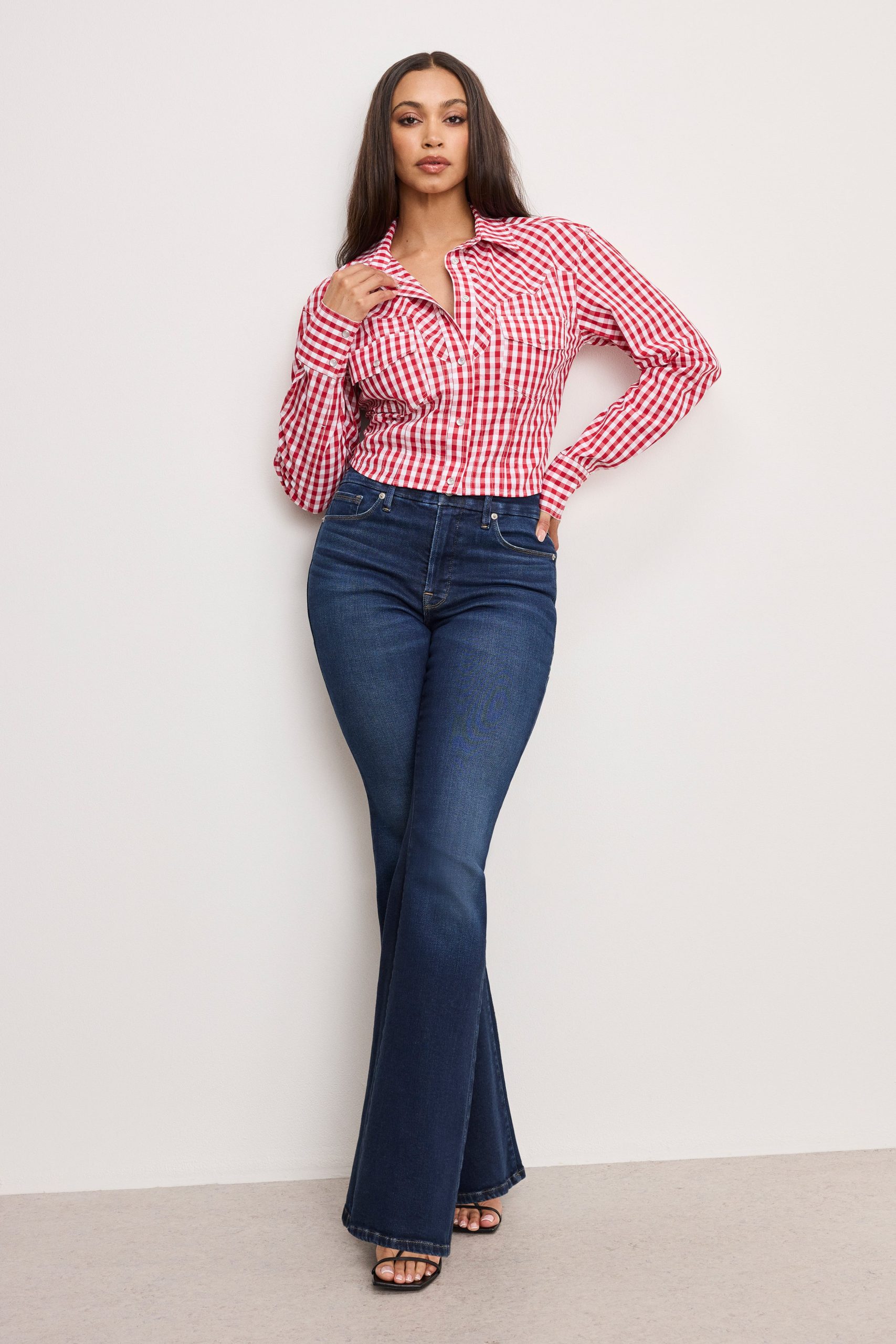 DOLLY COUNTRY CORSET SHIRT | CRIMSON AND WHITE GINGHAM - Image 8