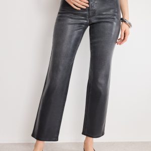 SOFT TECH GOOD LEGS STRAIGHT COATED JEANS | BLACK402