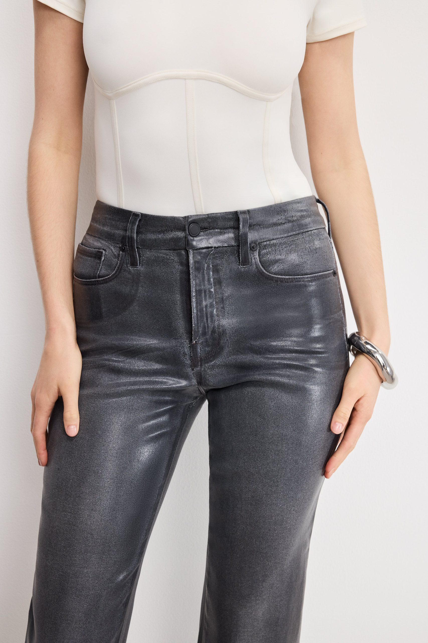 SOFT TECH GOOD LEGS STRAIGHT COATED JEANS | BLACK402 - Image 5