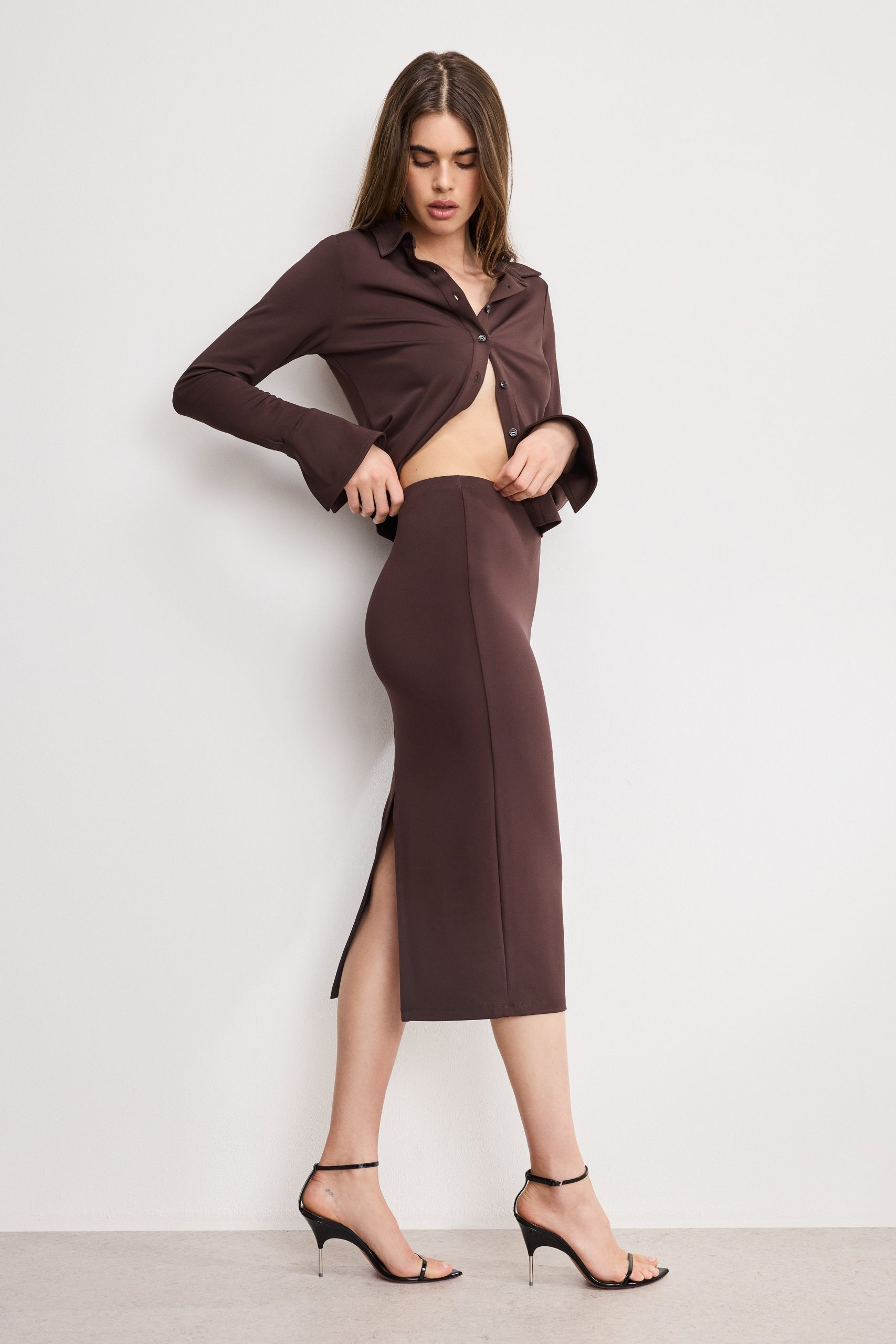 MATTE JERSEY MIDI PENCIL SKIRT | BARK003 - Image 3