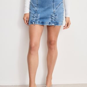 DOLLY  LACE UP MINI SKIRT | INDIGO1090
