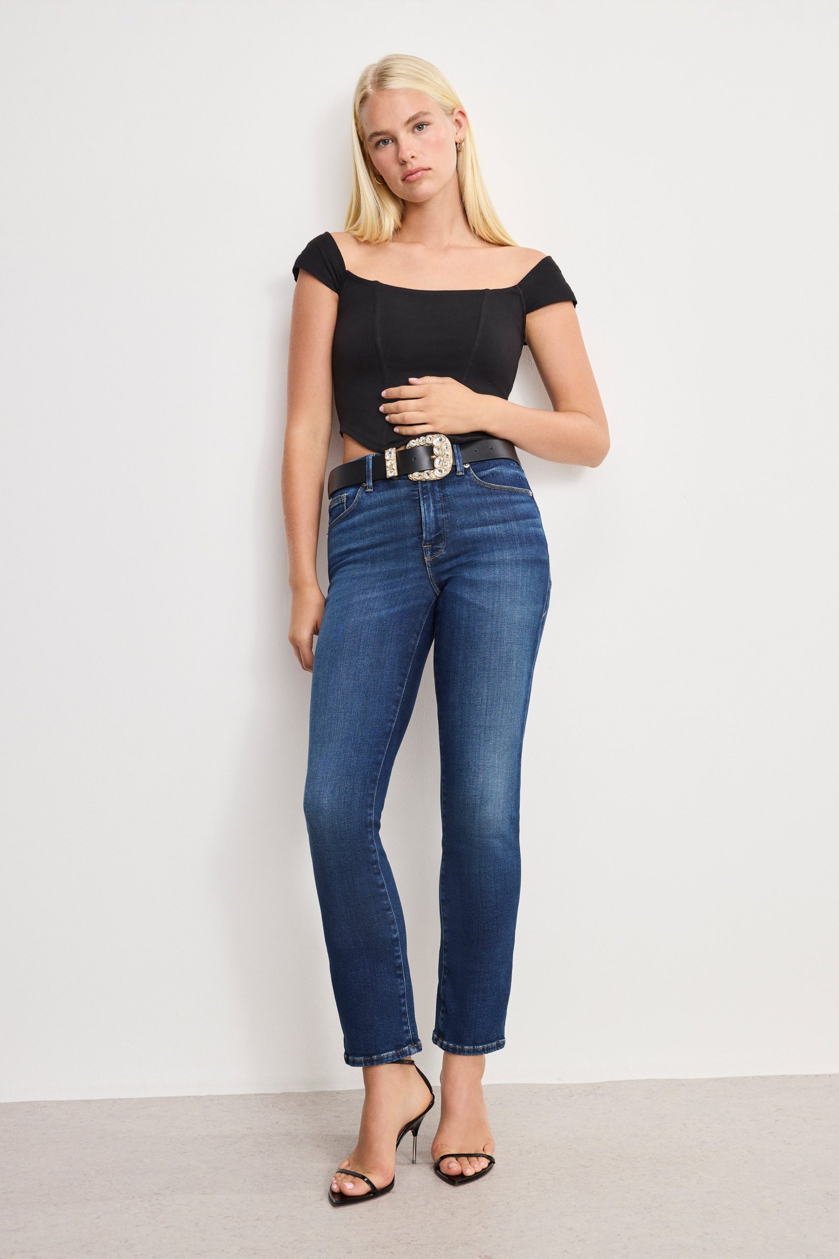 DOLLY CLASSIC CRYSTAL LEATHER BELT | BLACK001 - Image 3
