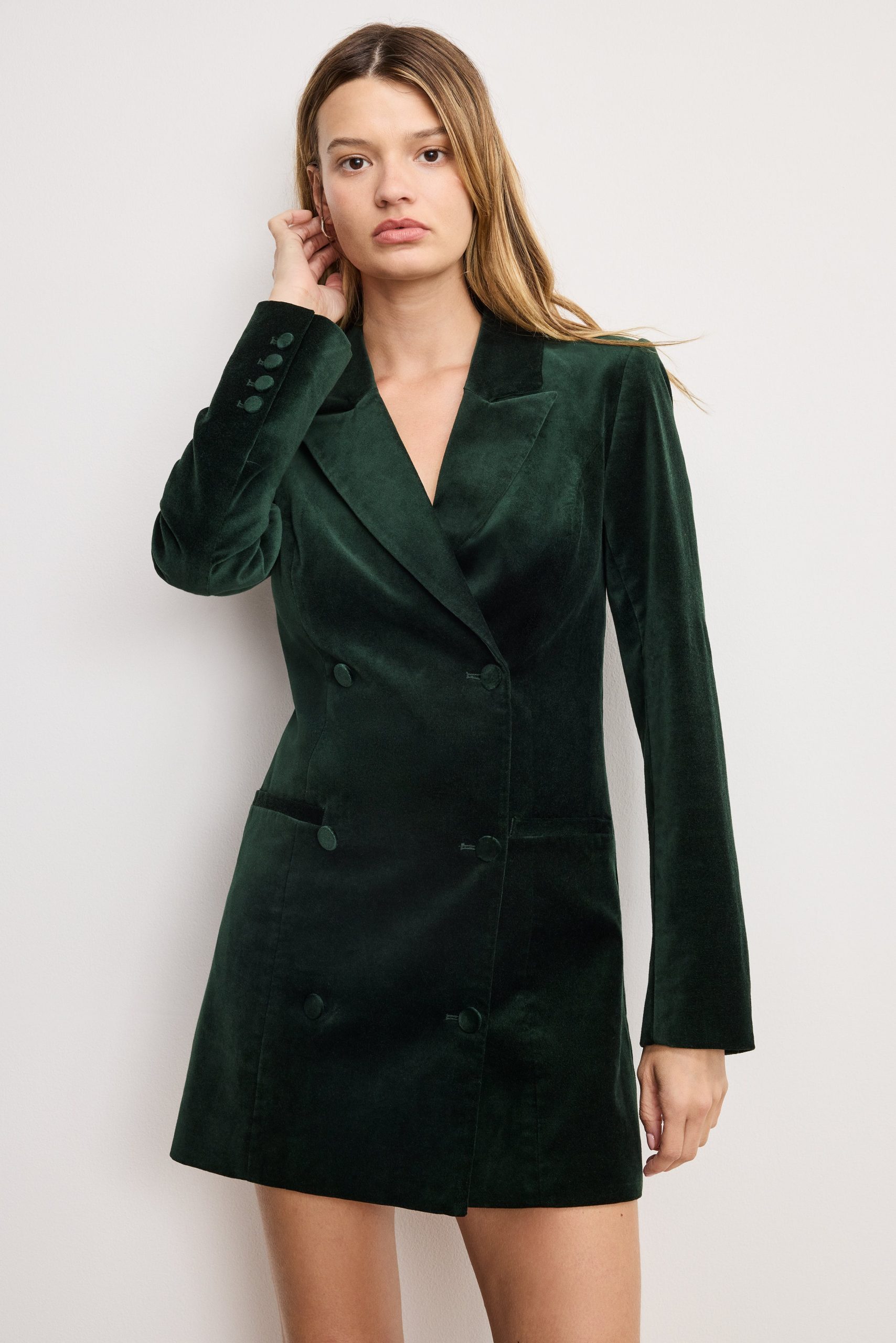 VELVET EXEC DRESS | PINE GREEN003 - Image 4