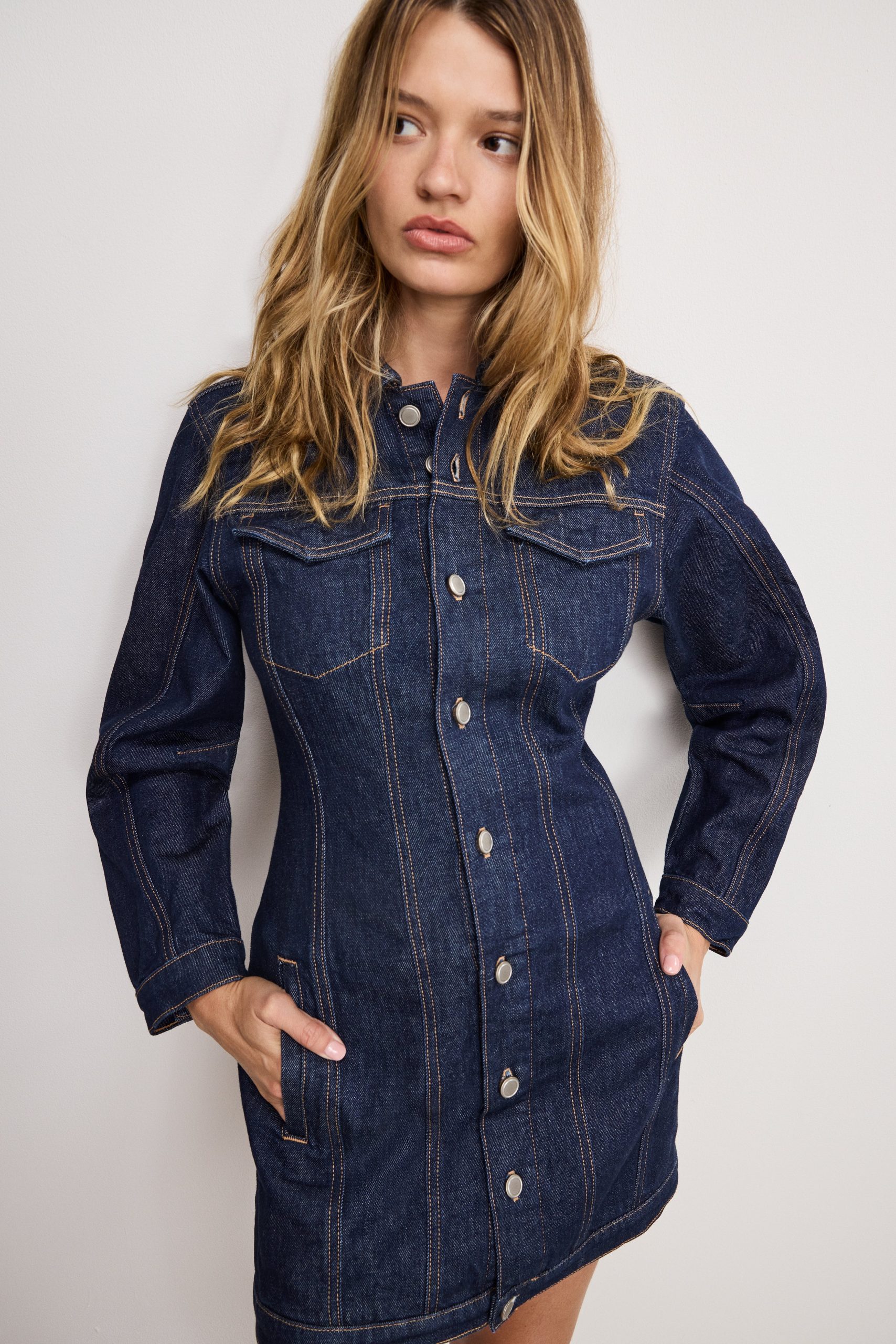 BARREL LONG SLEEVE MINI DRESS | INDIGO982 - Image 6