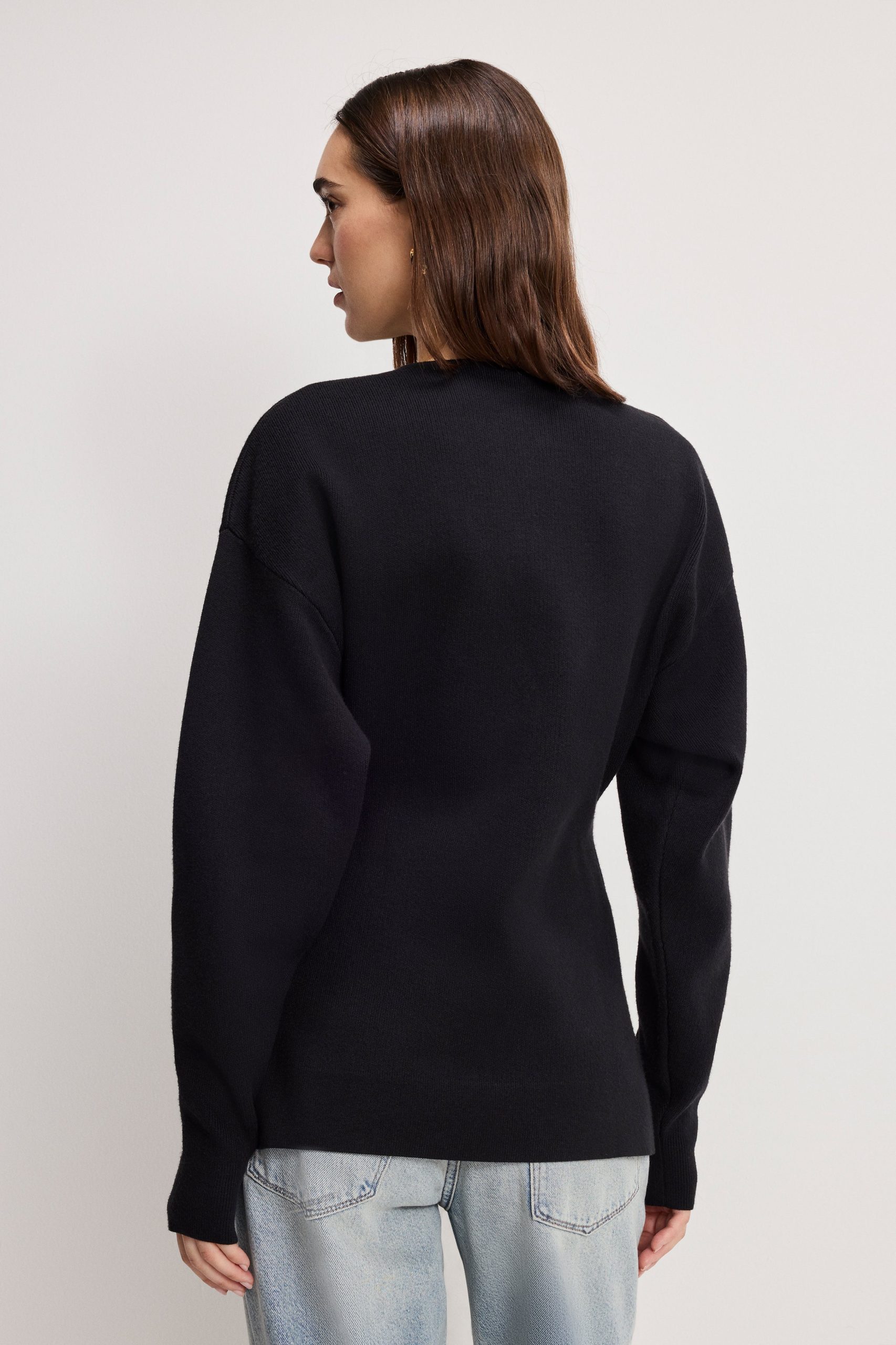 EXAGGERATED SLEEVE CARDIGAN SWEATER | BLACK001 - Image 4