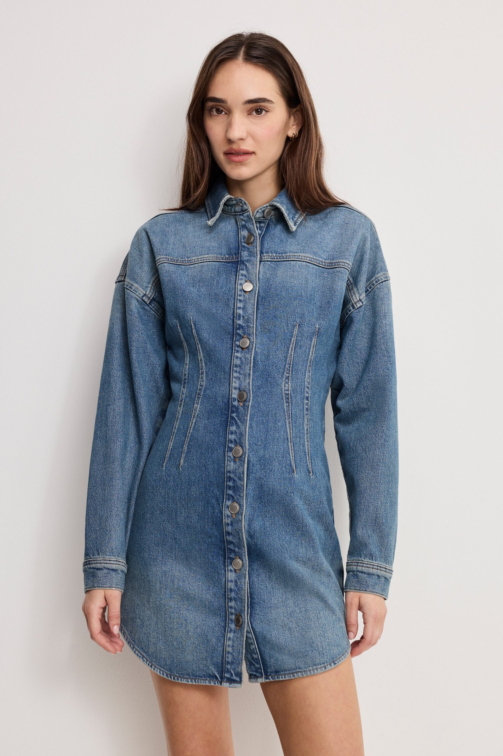 SHAPED DENIM DRESS | INDIGO1100 - Image 3