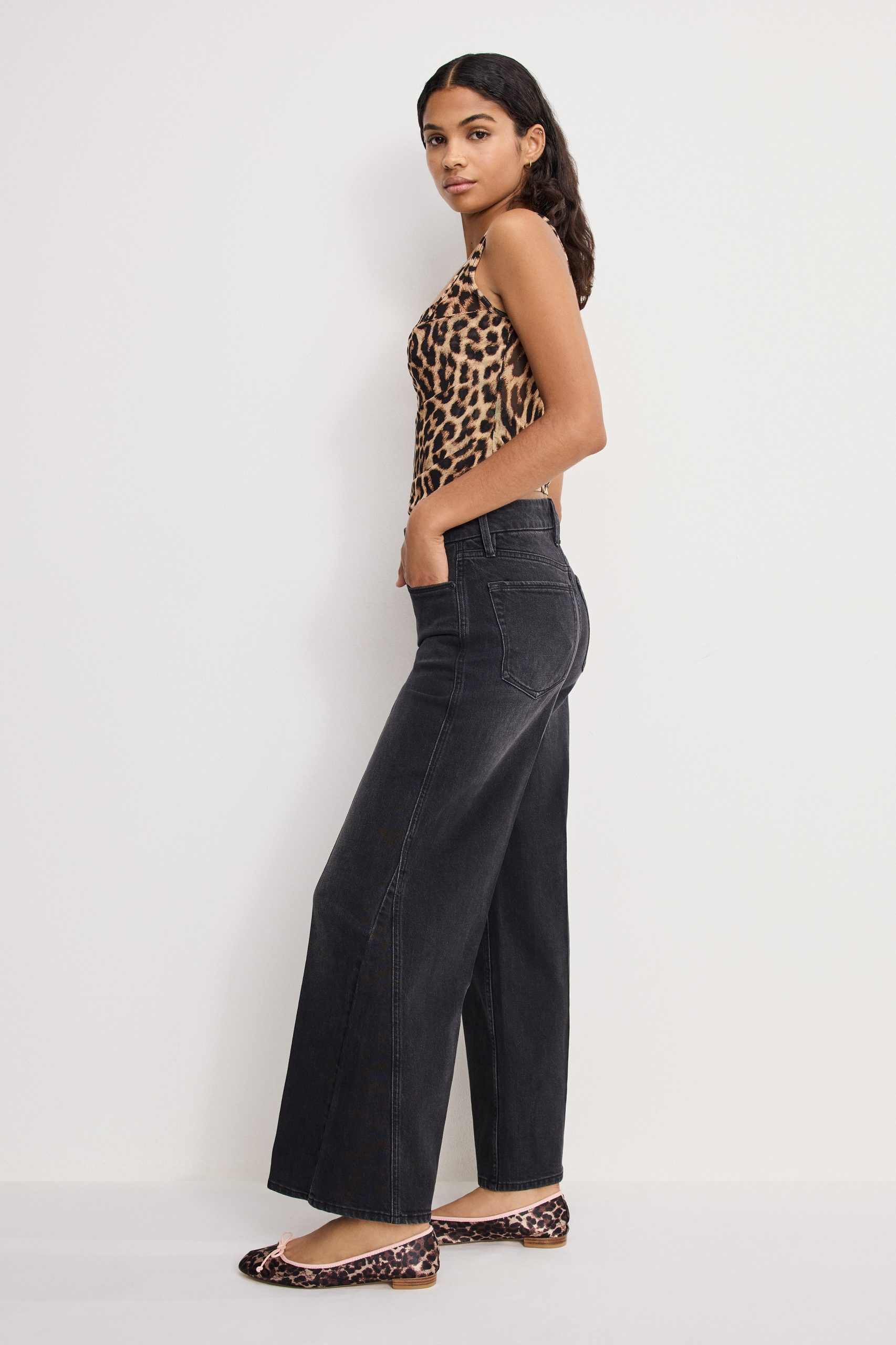 GOOD SKATE CROPPED WIDE JEANS | BLACK407 - Image 2