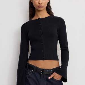 BELL SLEEVE KNIT CARDIGAN | BLACK001