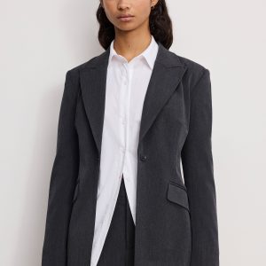 ESSENTIAL SUITING SCULPTED BLAZER | DARK HEATHER GRAY