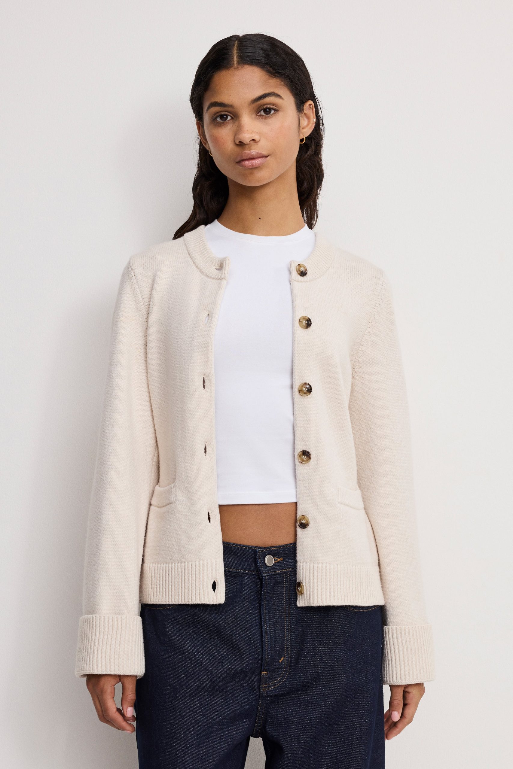 BUTTON FRONT KNIT CARDIGAN | VANILLA001 - Image 2