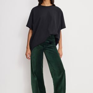 VELVET GOOD WAIST PALAZZO  PANTS | PINE GREEN003