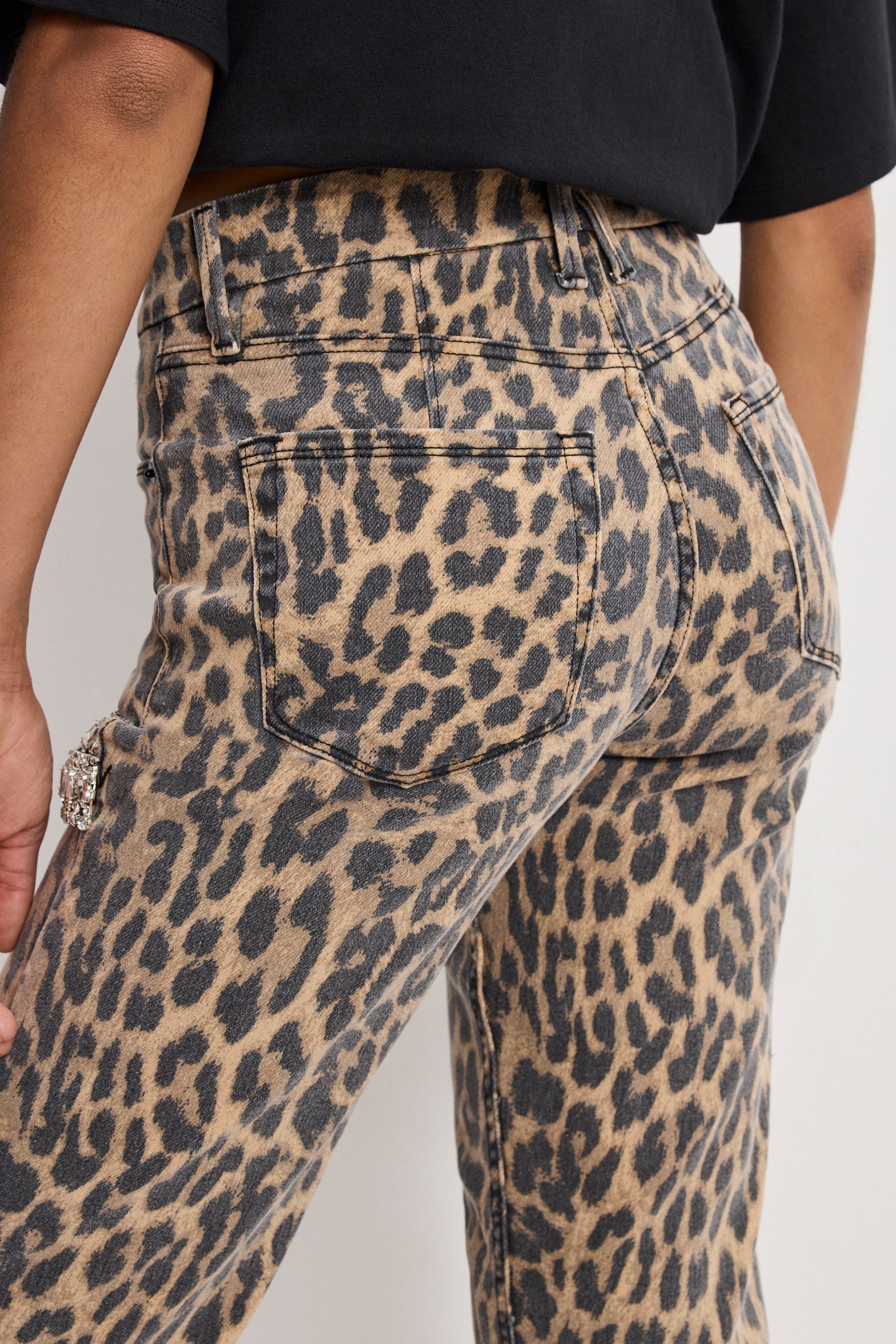 LEOPARD GOOD ICON STRAIGHT DIAMOND JEANS | LUCKY LEOPARD001 - Image 4
