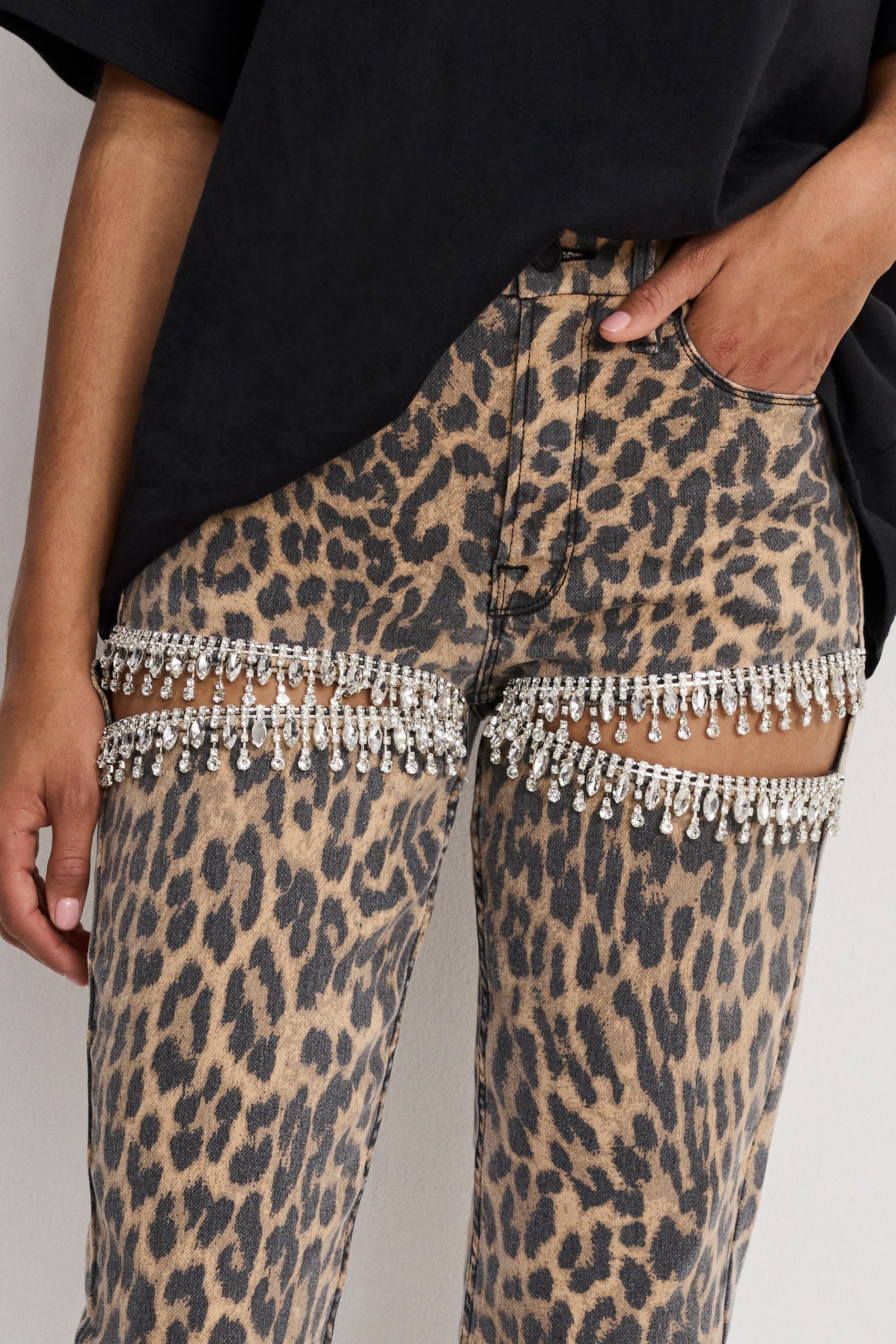 LEOPARD GOOD ICON STRAIGHT DIAMOND JEANS | LUCKY LEOPARD001 - Image 5