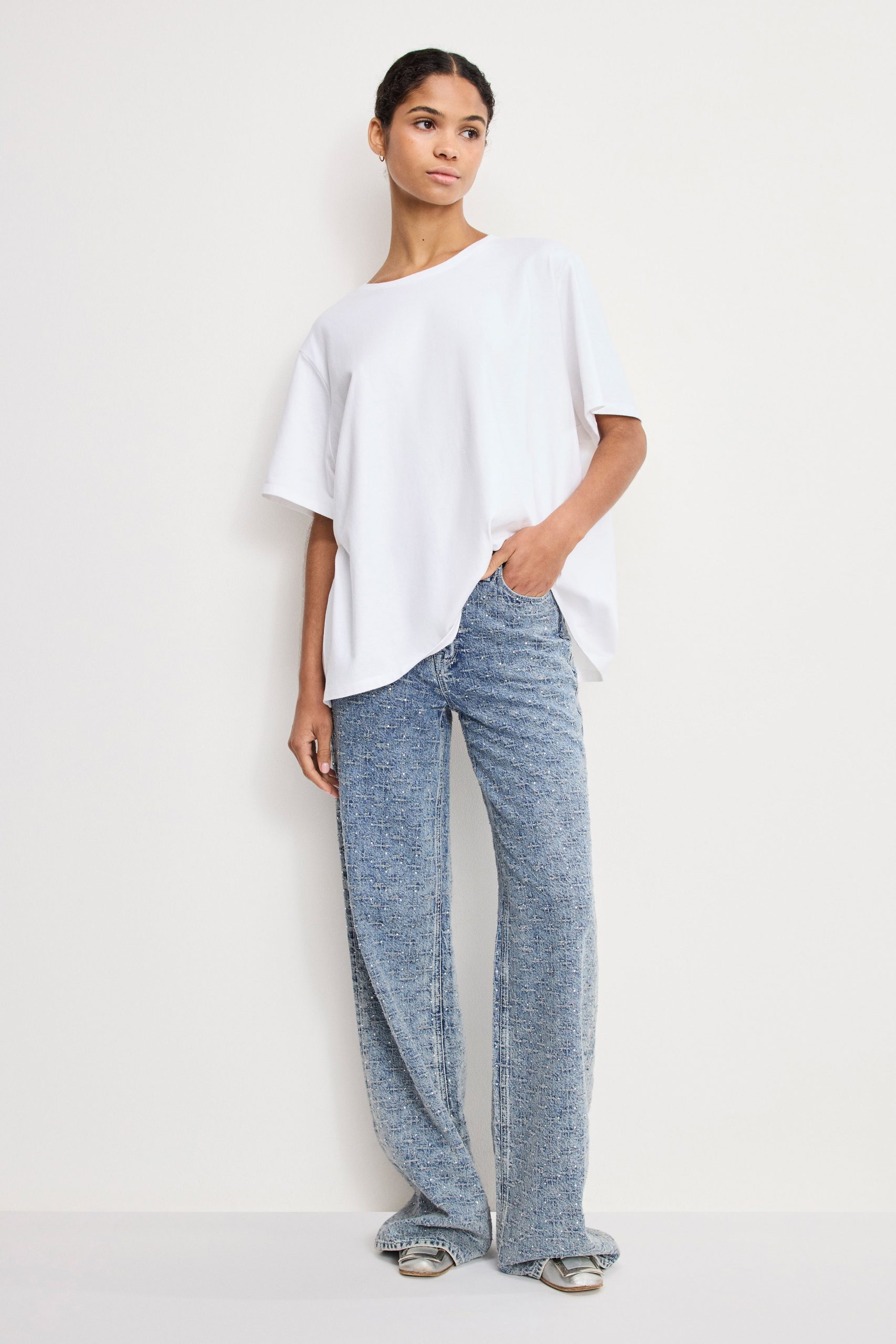 GOOD SKATE WIDE CRYSTAL JEANS | INDIGO1070