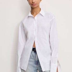 POPLIN TIE BACK SHIRT | WHITE001