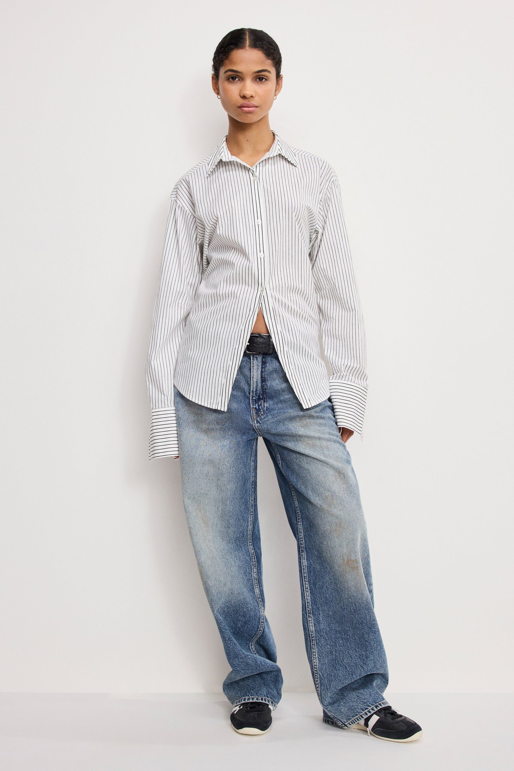 POPLIN TIE BACK SHIRT | BCW PINSTRIPE001 - Image 3
