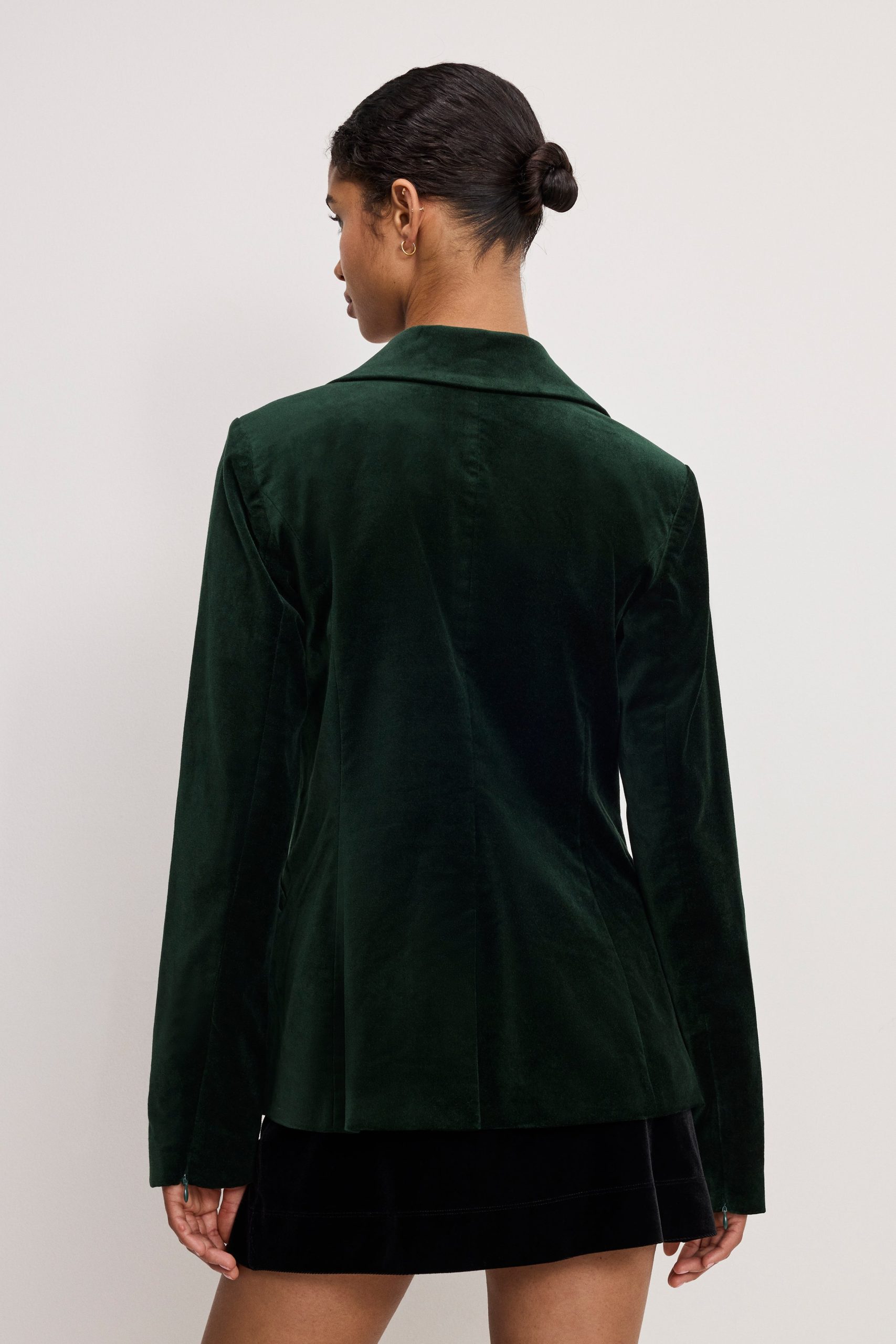 VELVET SCULPTED BLAZER | PINE GREEN003 - Image 4