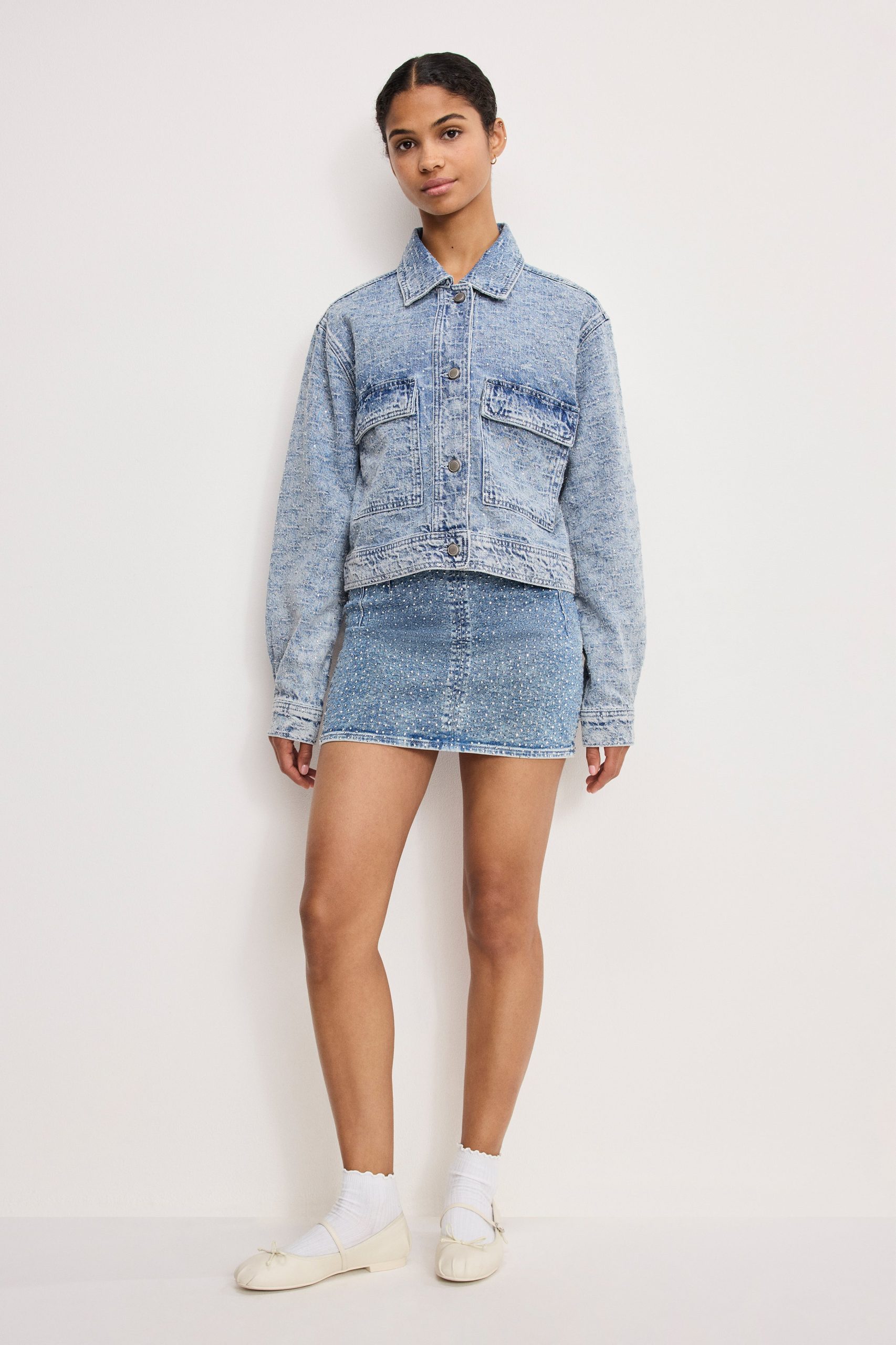 CRYSTAL DENIM JACKET | INDIGO1070