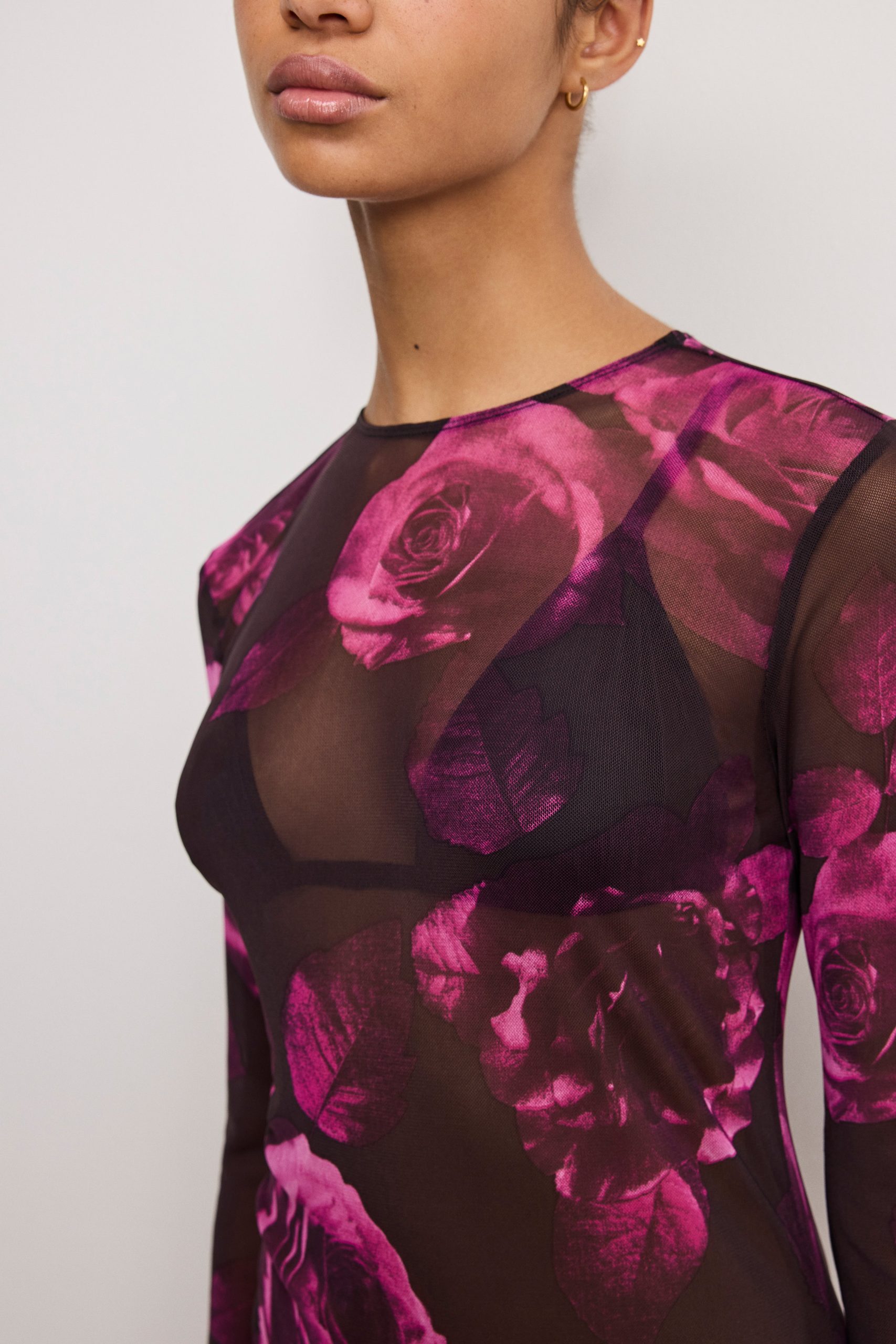 MESH MINI DRESS | DARK SPACED ROSES001 - Image 4