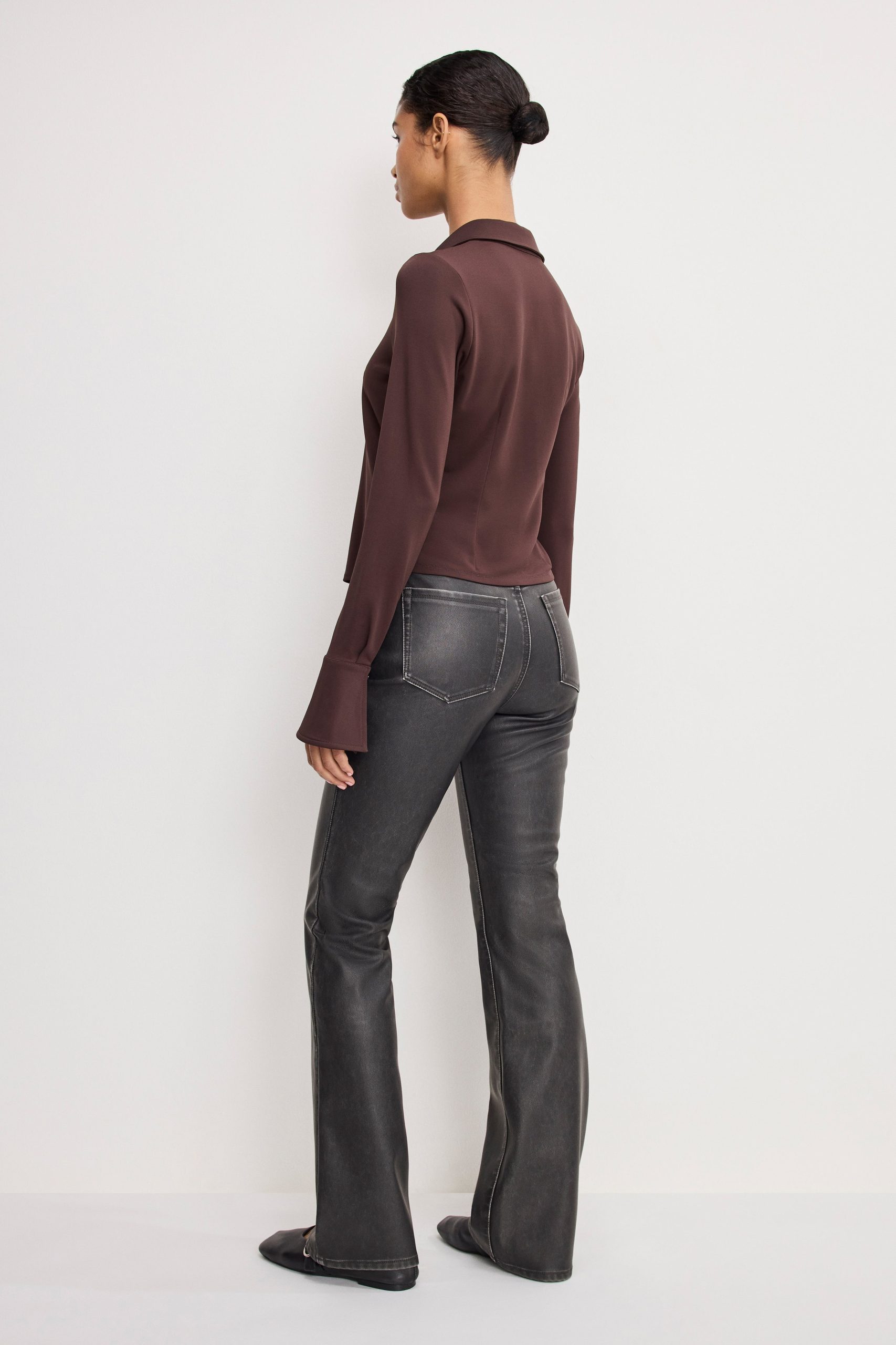 GOOD CLASSIC BOOTCUT FAUX LEATHER PANTS | BLACK001 - Image 3