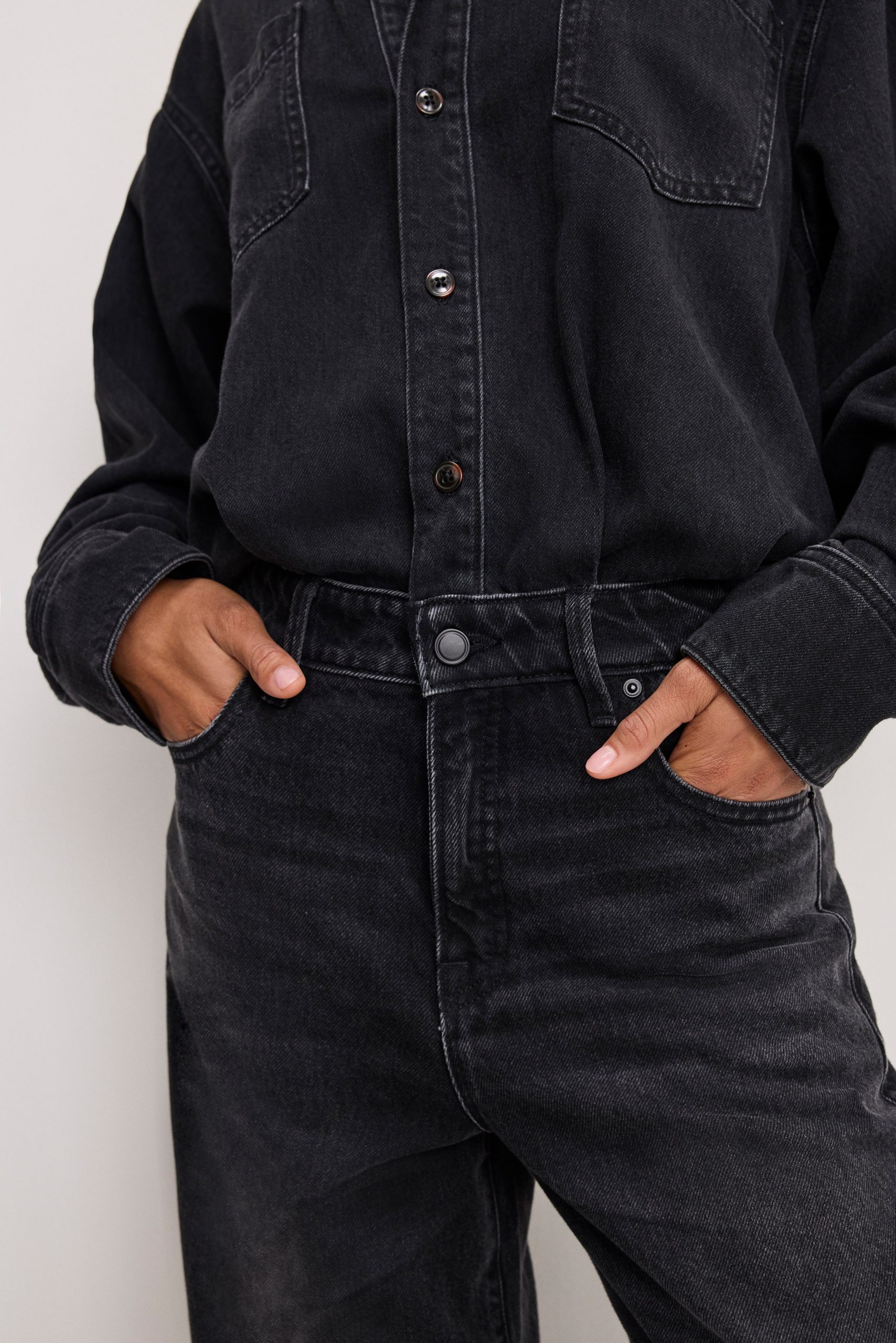 DENIM SHIRT JUMPSUIT | BLACK389 - Image 5
