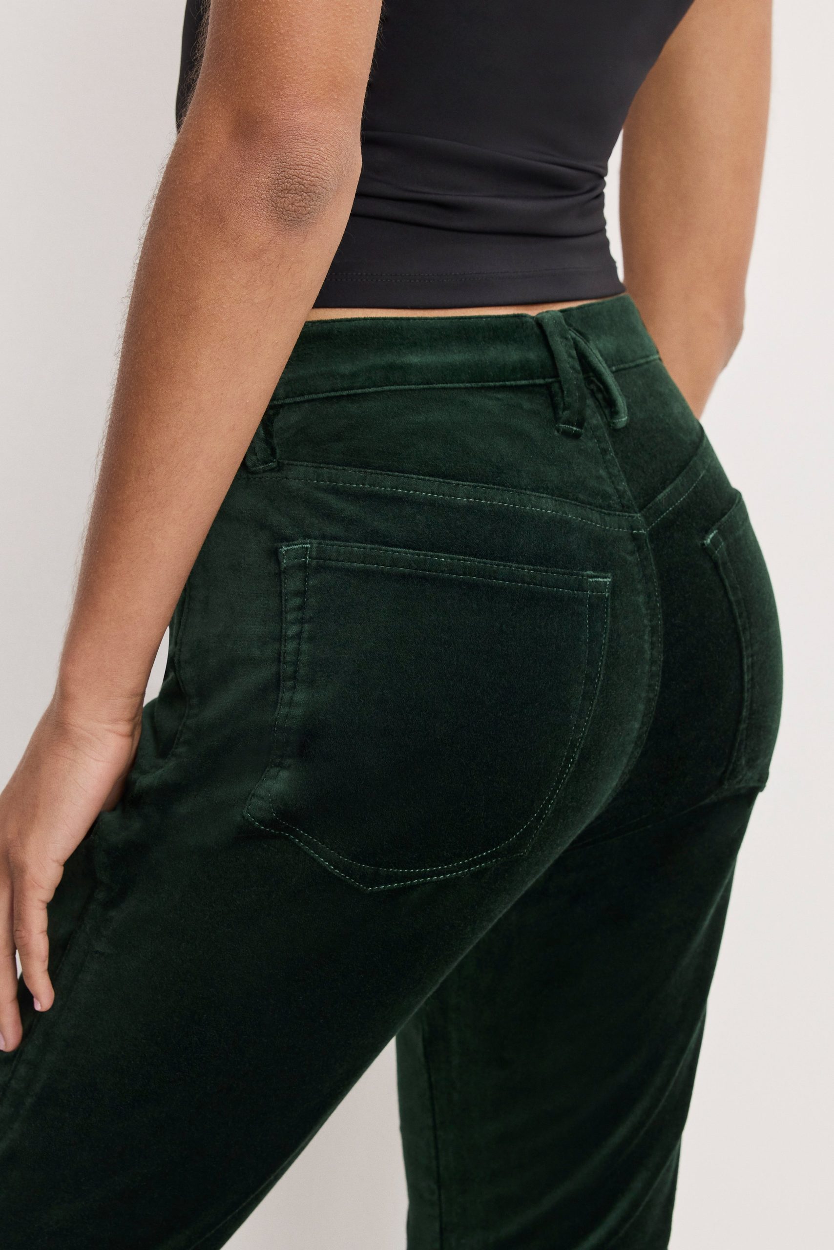 VELVET GOOD HIGH RISE KICK FLARE PANTS | PINE GREEN003 - Image 4