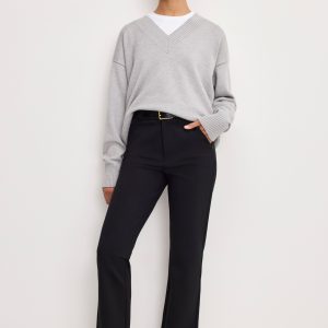 SOFT STRETCH PONTE STRAIGHT TROUSERS | BLACK001