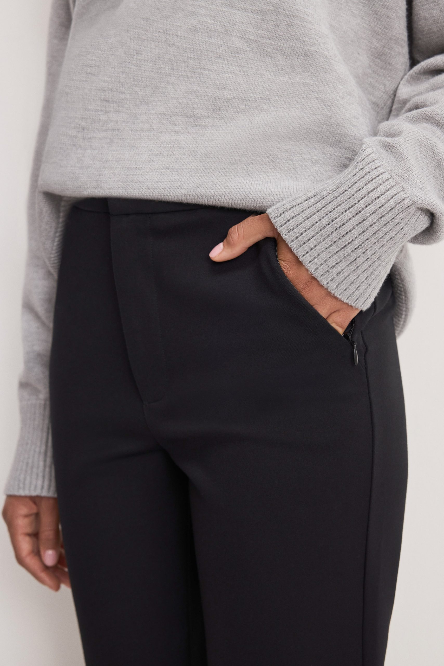 SOFT STRETCH PONTE STRAIGHT TROUSERS | BLACK001 - Image 4