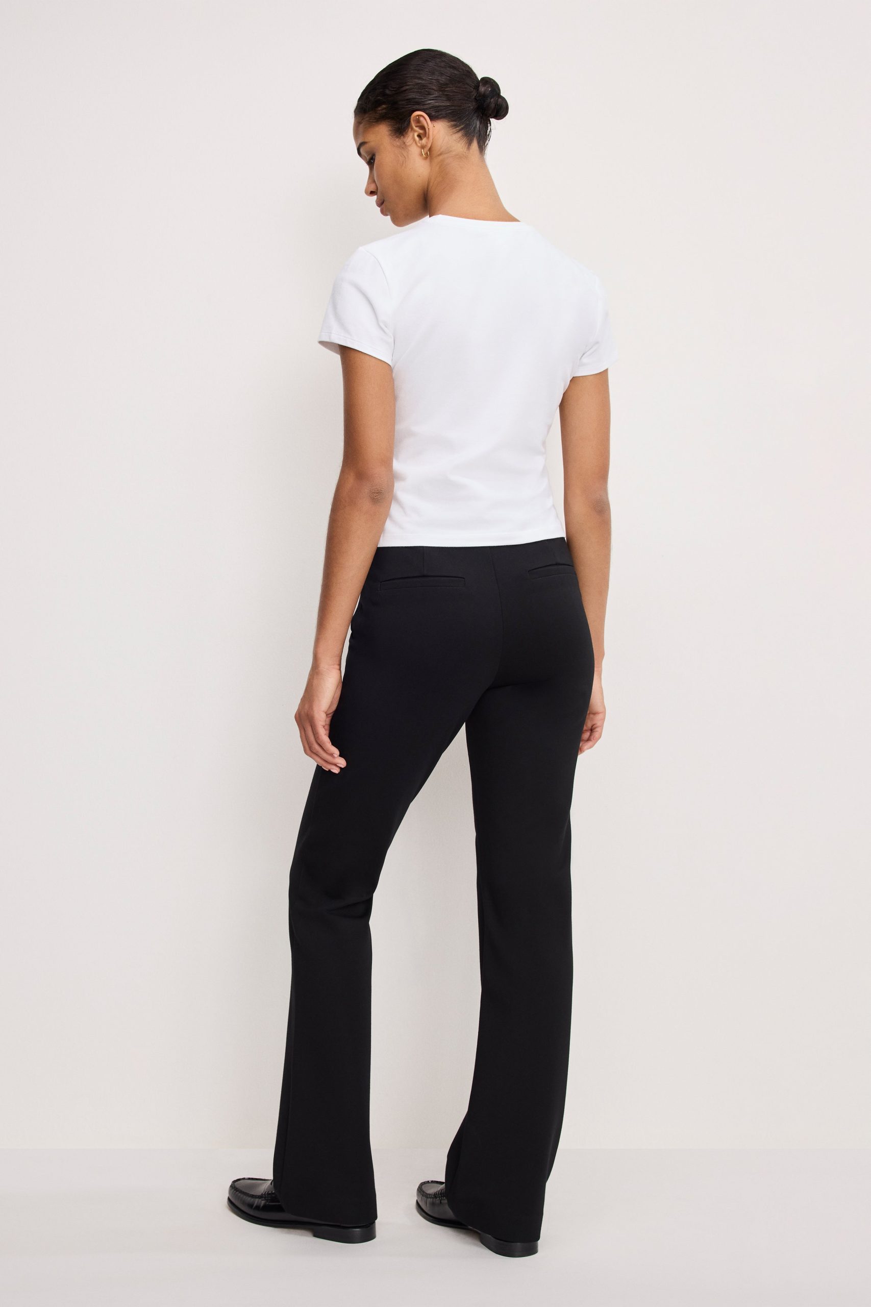 SOFT STRETCH PONTE STRAIGHT TROUSERS | BLACK001 - Image 3