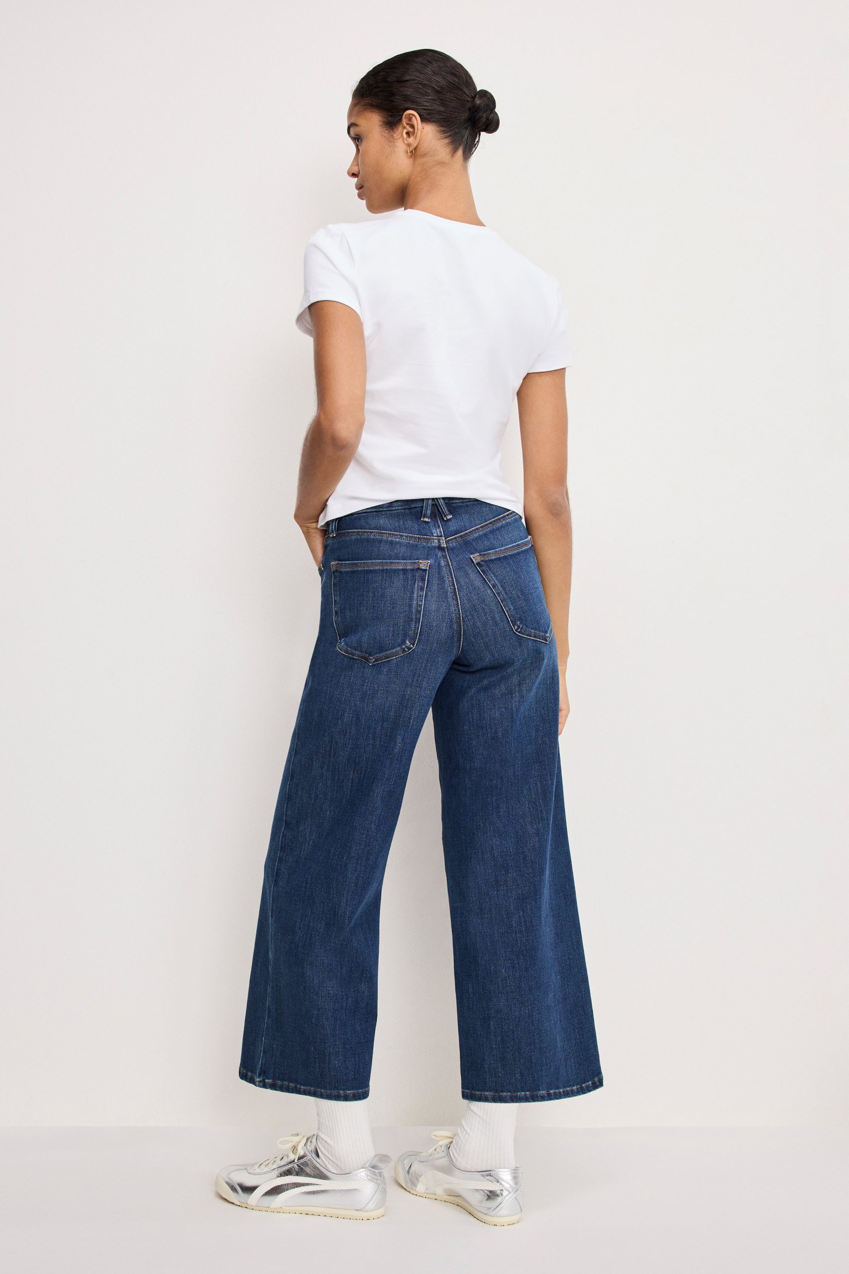 SOFT TECH GOOD WAIST PALAZZO CROPPED JEANS | INDIGO977 - Image 3