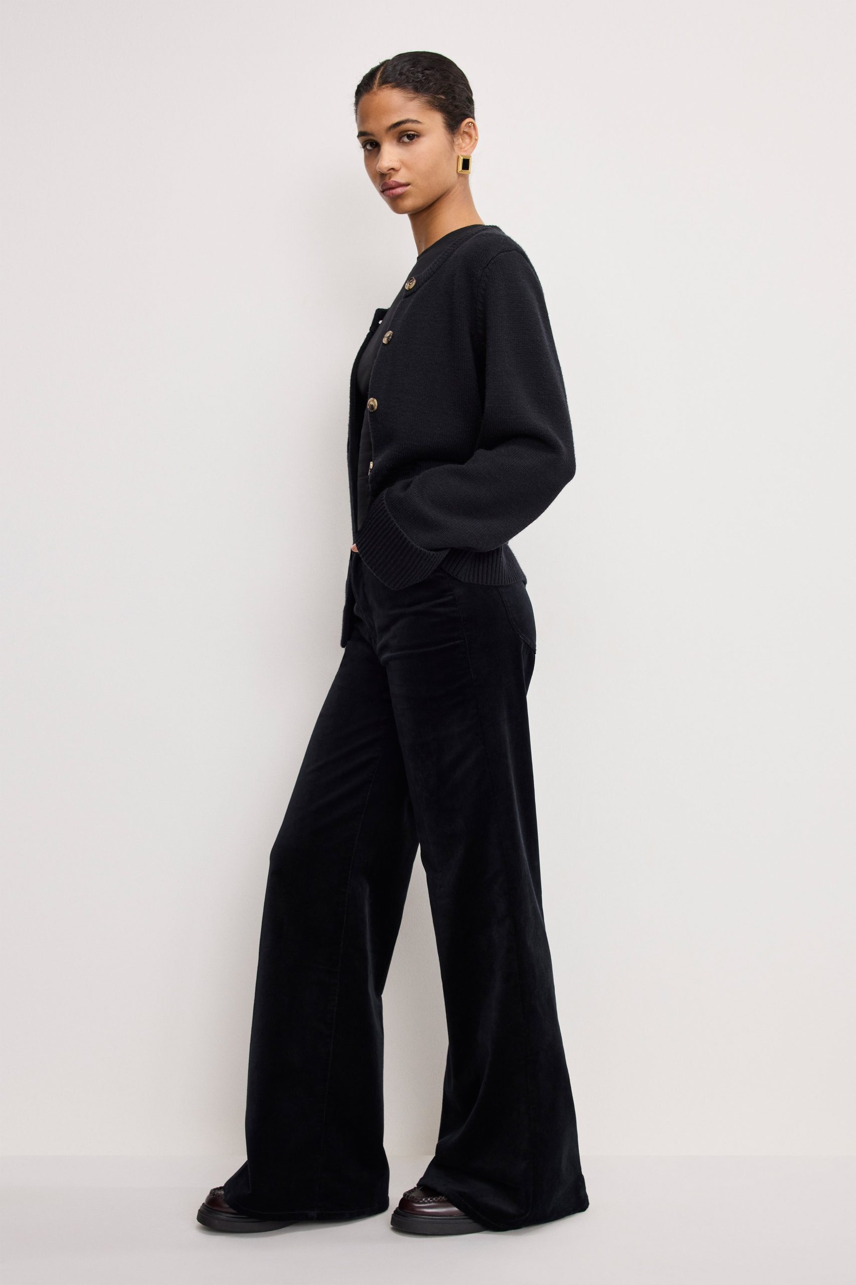 VELVET GOOD WAIST PALAZZO PANTS | BLACK001 - Image 2