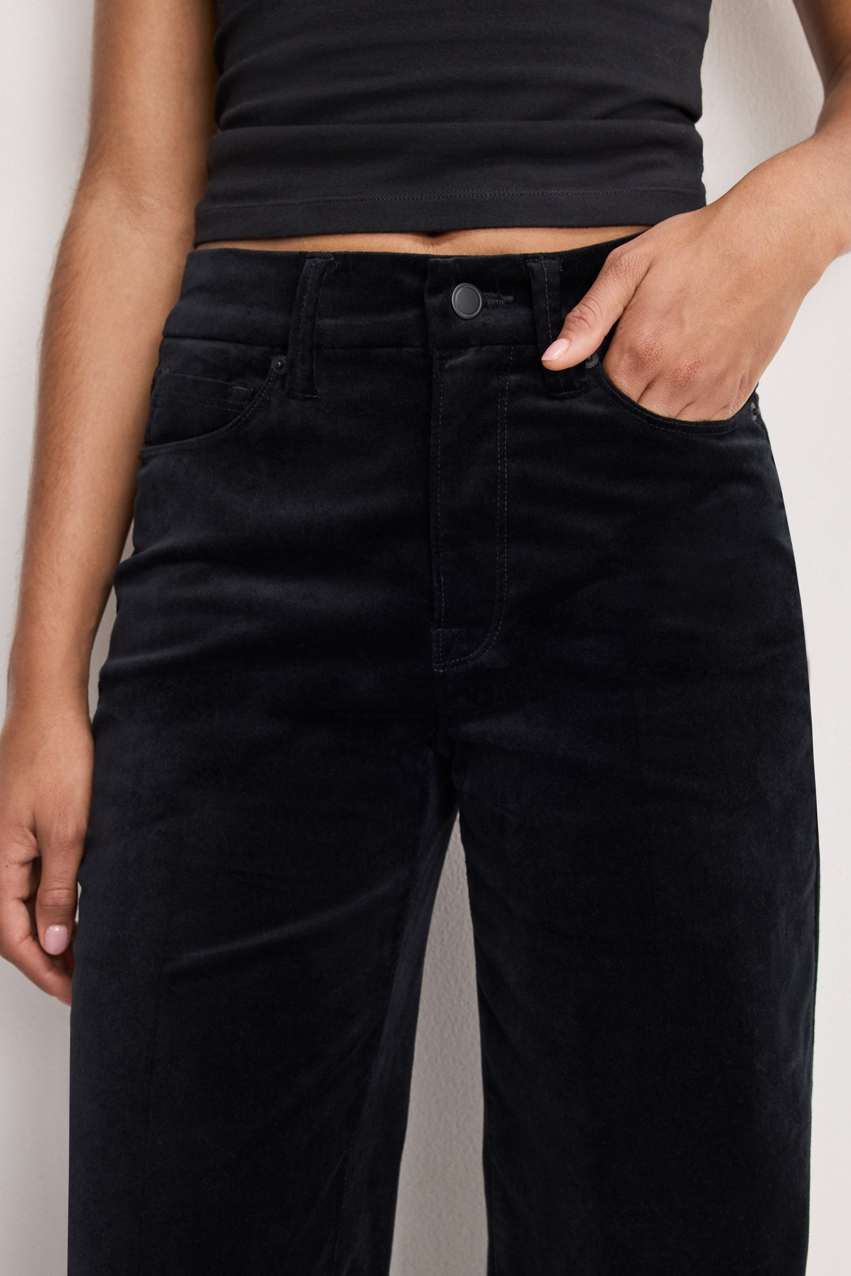 VELVET GOOD WAIST PALAZZO PANTS | BLACK001 - Image 5