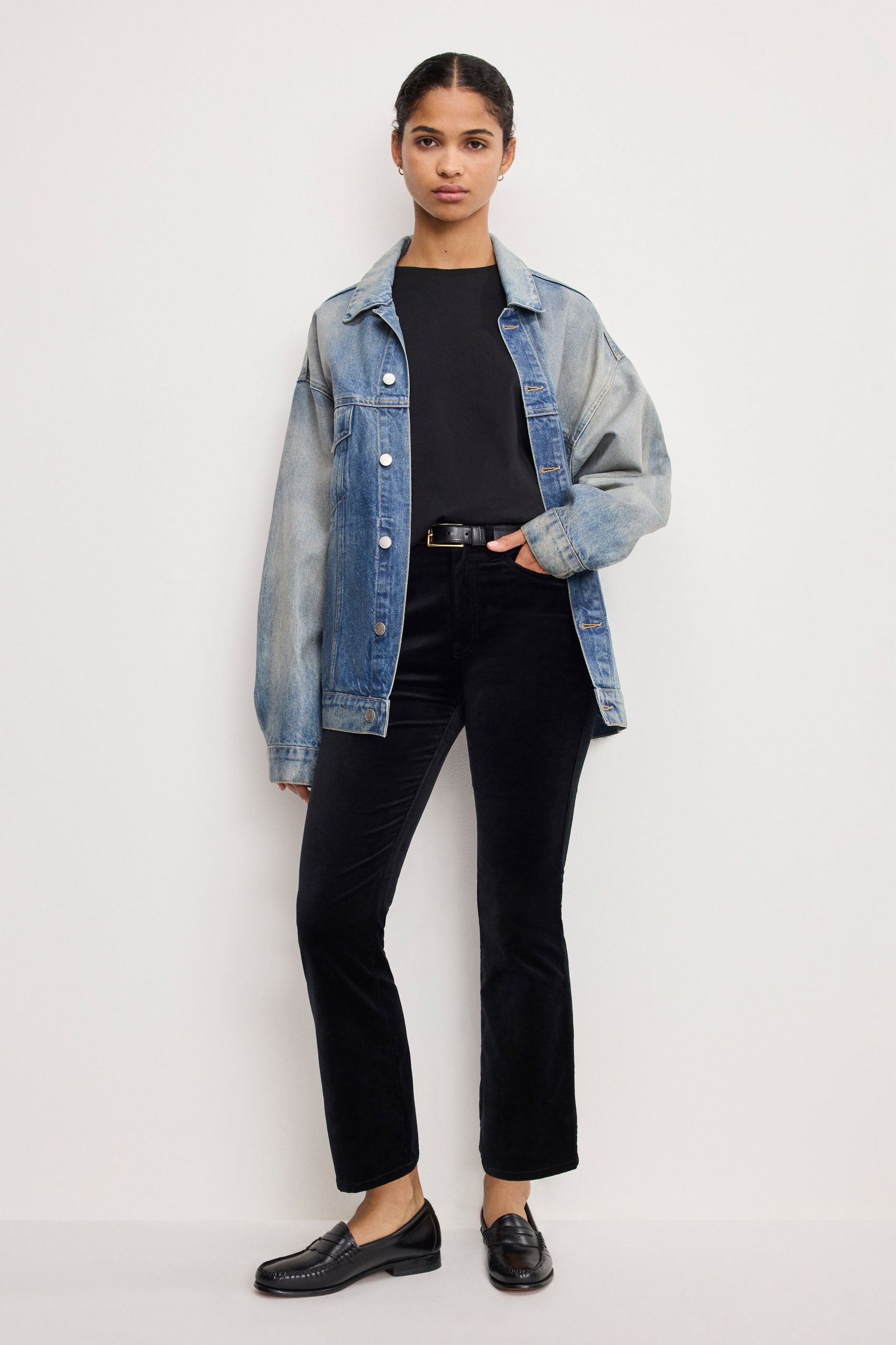 VELVET GOOD HIGH RISE KICK FLARE PANTS | BLACK001