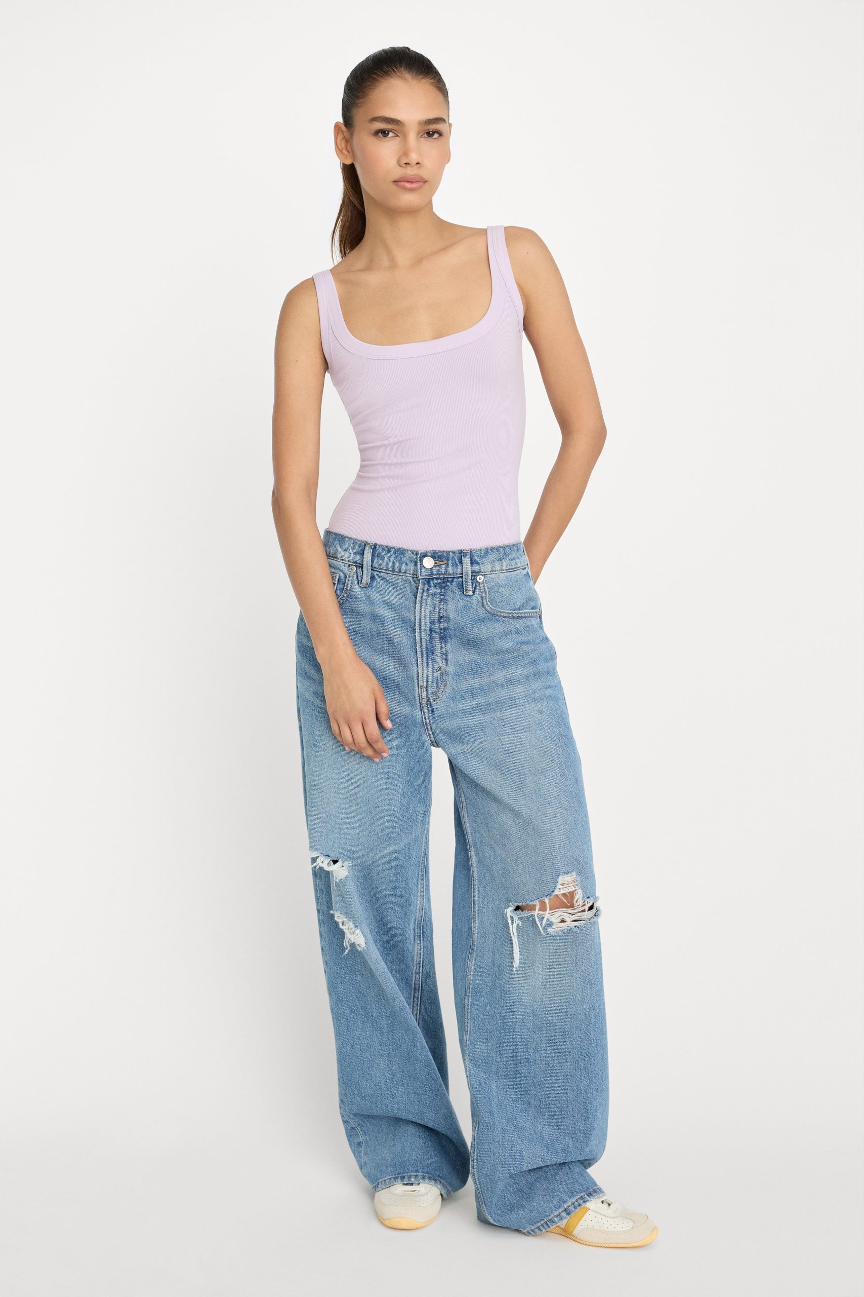 MODAL RIB TANK BODYSUIT | LIGHT LILAC - Image 3