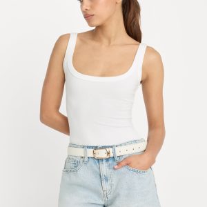MODAL RIB TANK BODYSUIT | CHALK
