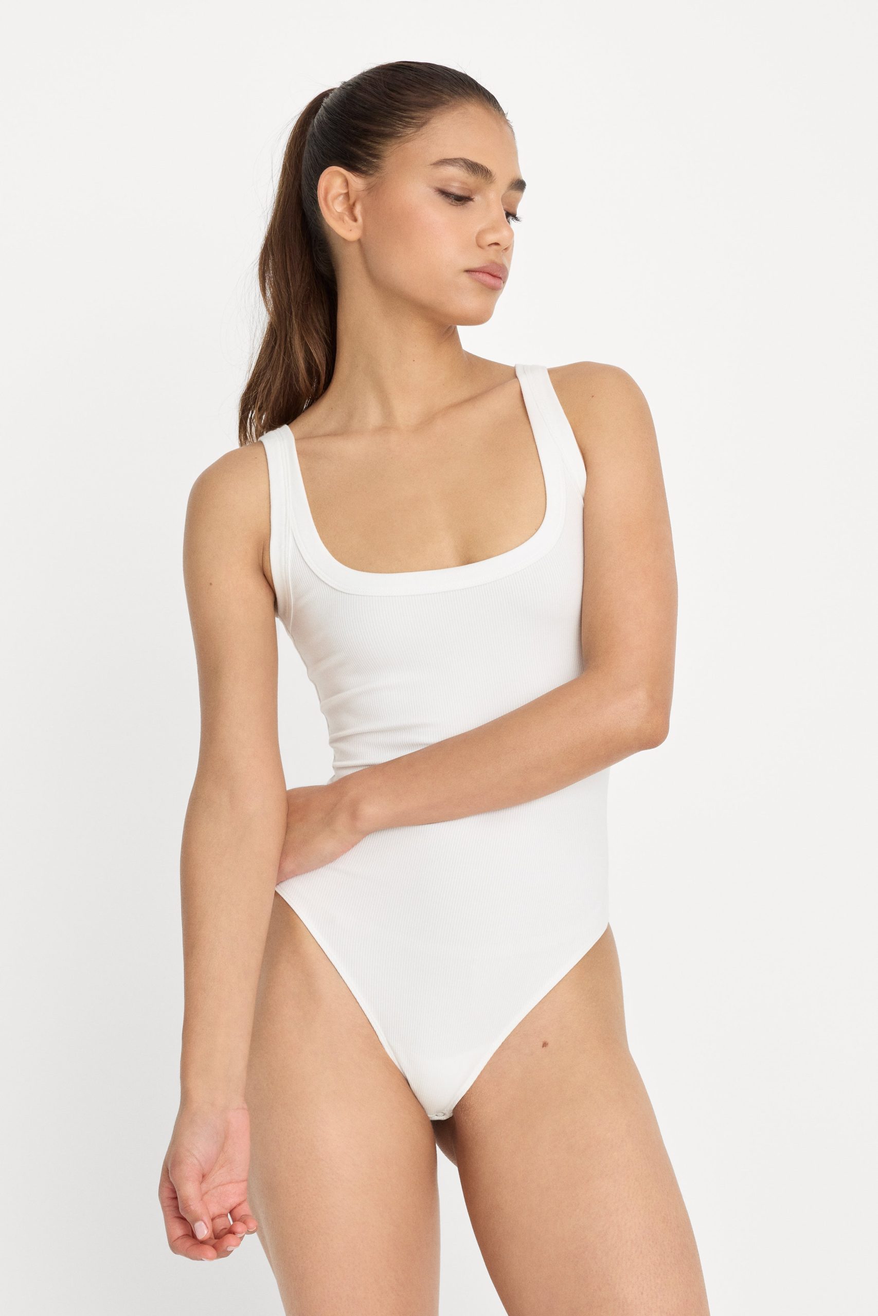 MODAL RIB TANK BODYSUIT | CHALK - Image 2