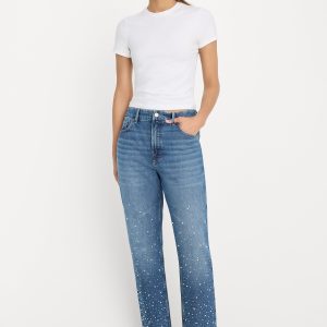 GOOD ICON STRAIGHT ANKLE PEARL JEANS | INDIGO1186